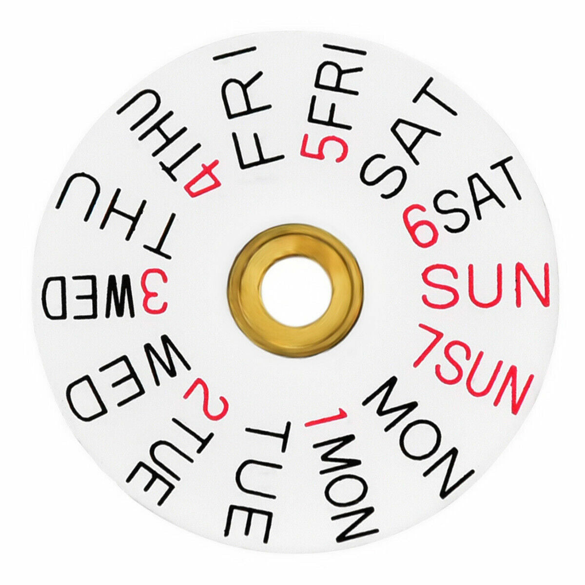 DAY DISC FOR SWISS MOVEMENT ETA 2836-2 2846 2878 WATCH WHITE/RED @ 3 O'CLOCK