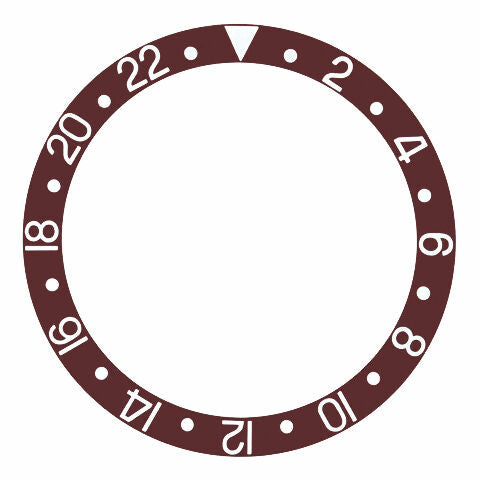 BEZEL INSERT ALUMINUM FOR VINTAGE ROLEX GMT I 16750 16758 BROWN SILVER FONT