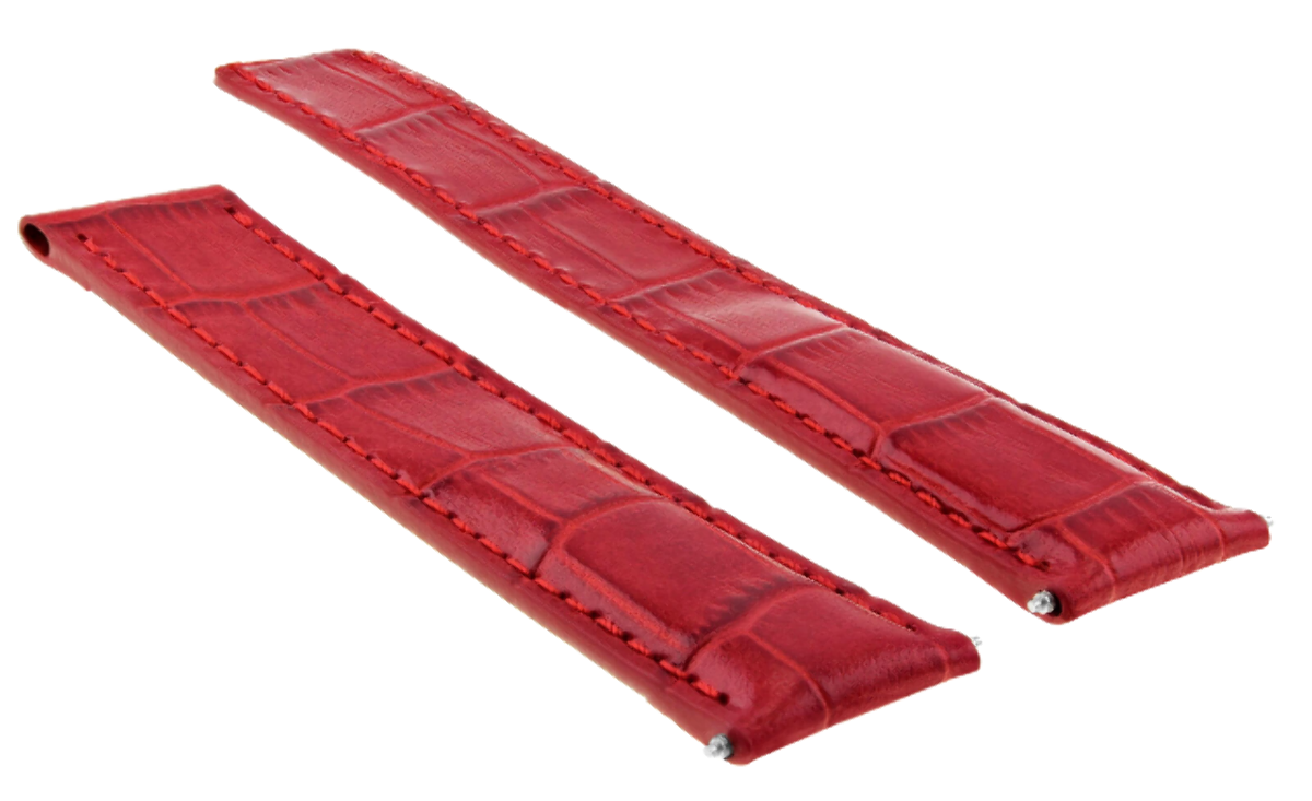 18MM GENUINE LEATHER WATCH STRAP BAND DEPLOYMENT CLASP FOR TAG HEUER RED
