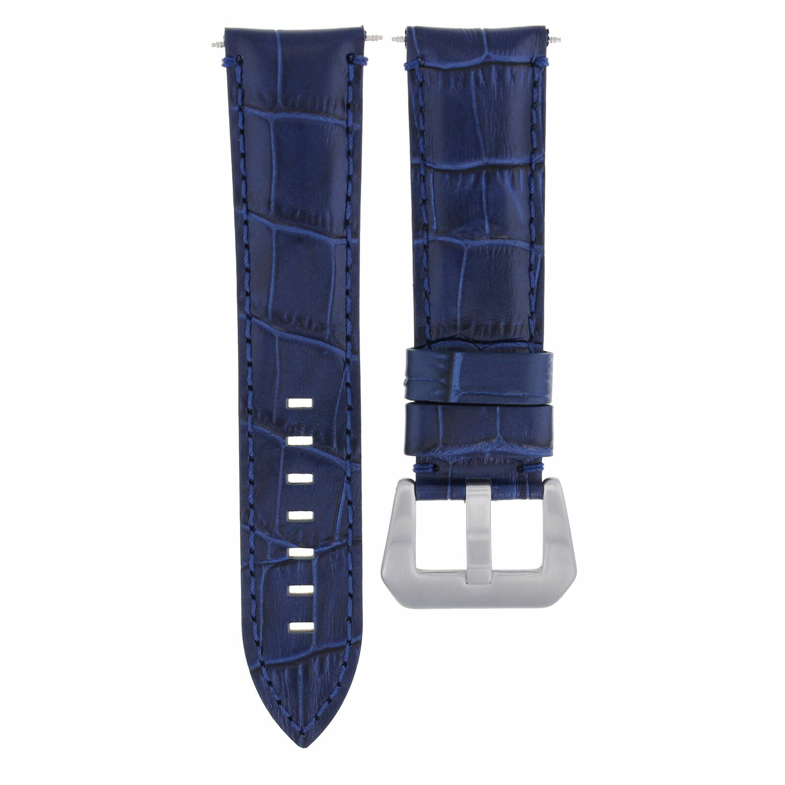 24MM LEATHER WATCH BAND STRAP FOR BREITLING NAVITIMER, CHRONOMAT BENTLEY BLUE