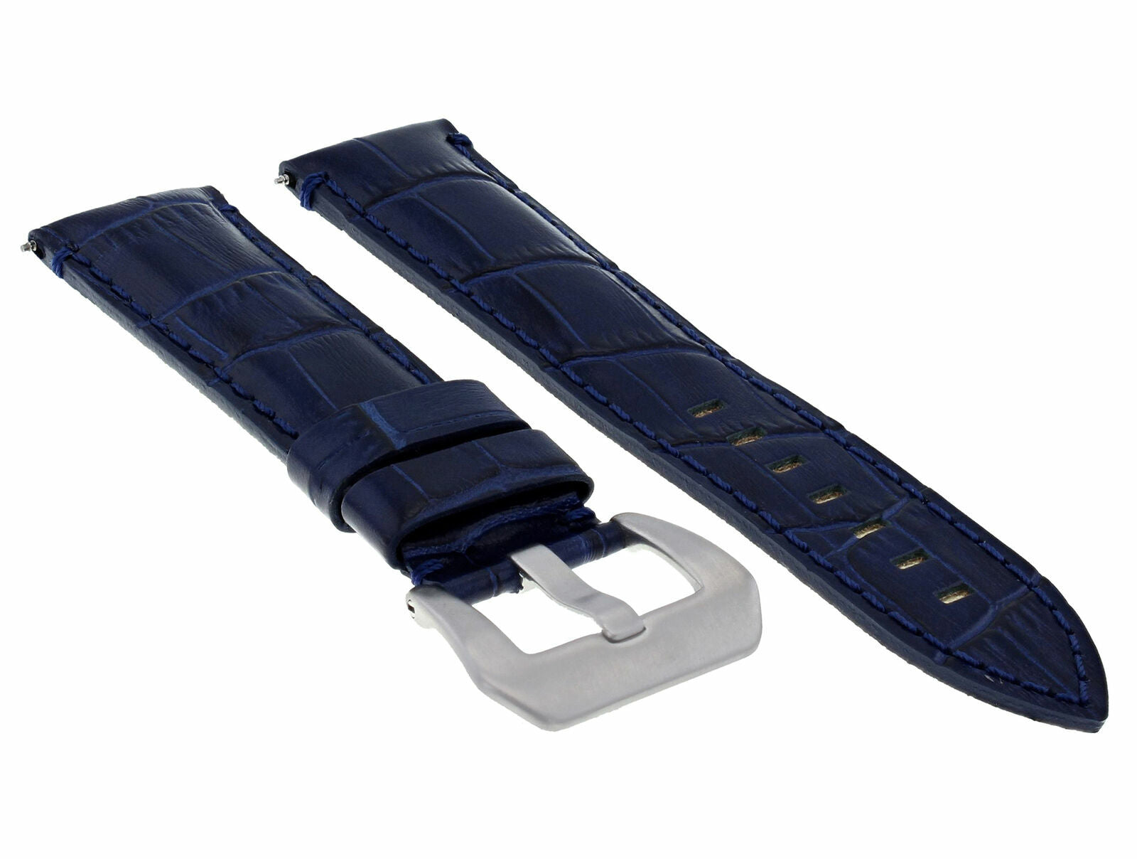 24MM LEATHER WATCH BAND STRAP FOR BREITLING NAVITIMER, CHRONOMAT BENTLEY BLUE