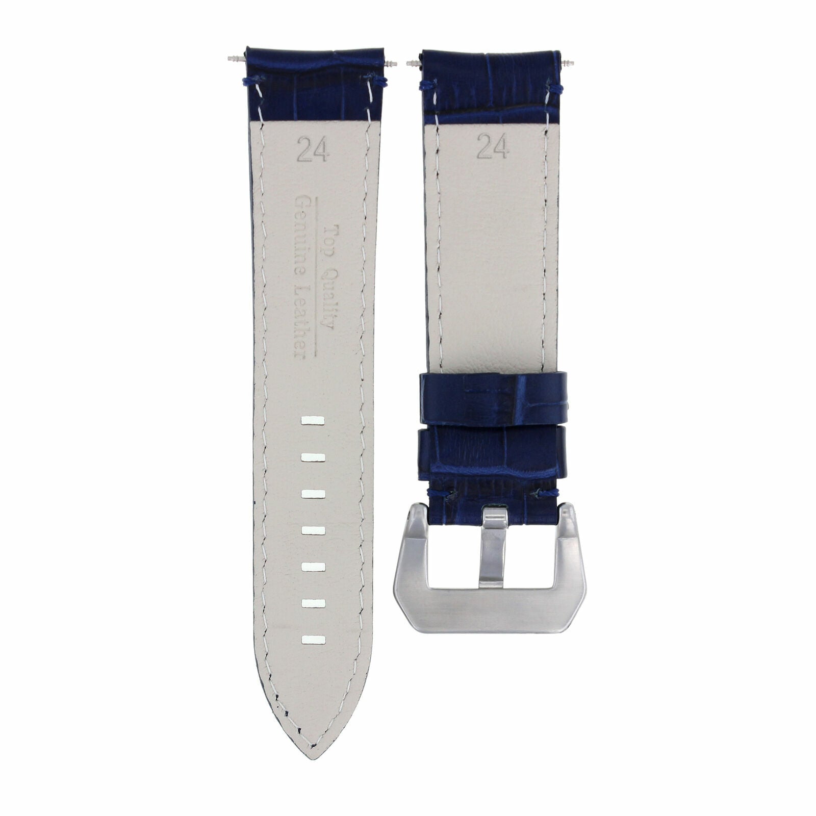 24MM LEATHER WATCH BAND STRAP FOR BREITLING NAVITIMER, CHRONOMAT BENTLEY BLUE