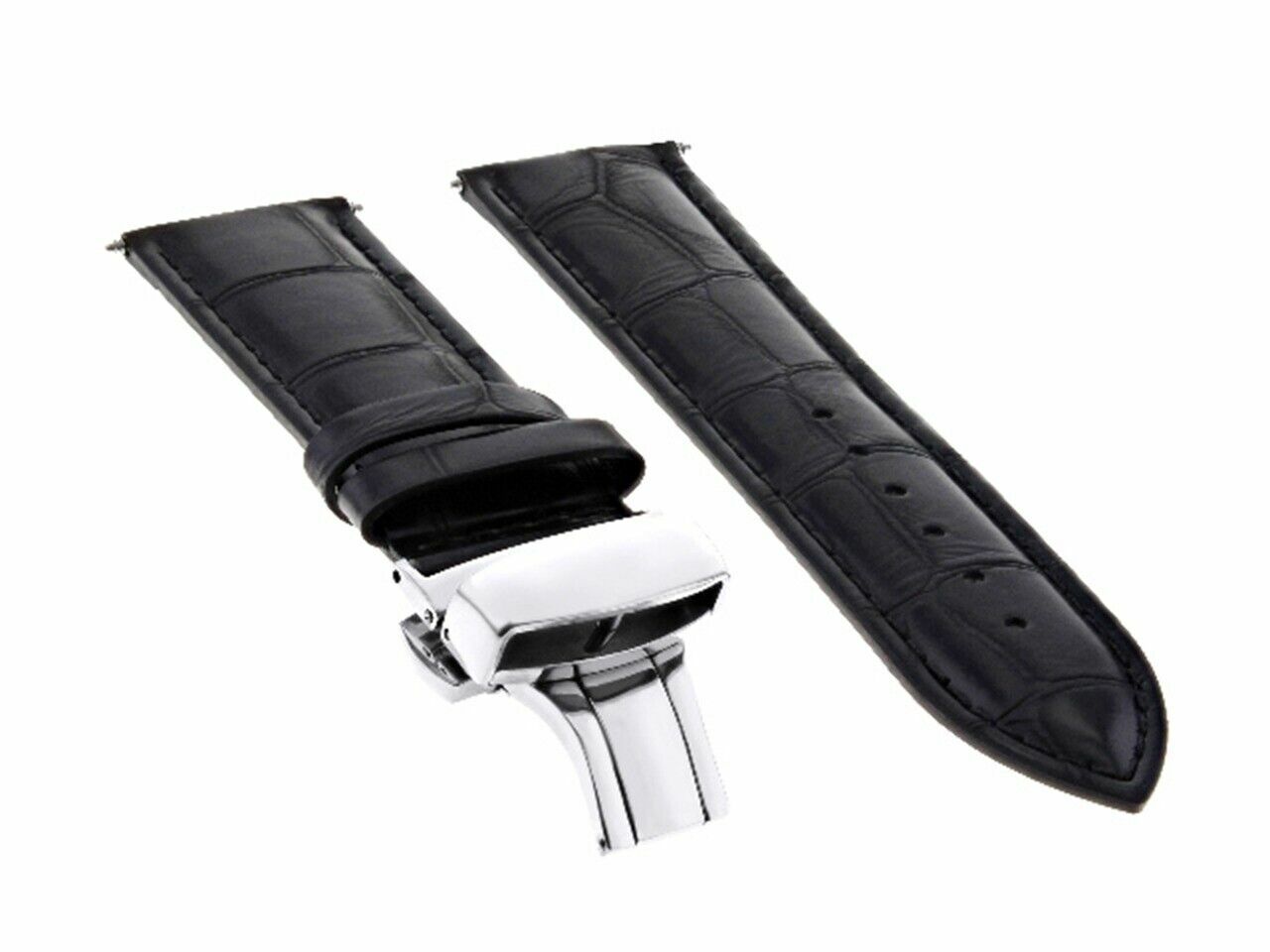 19MM/16MM LEATHER WATCH BAND STRAP DEPLOYMENT CLASP BUCKLE FOR BREGUET BLACK 2B