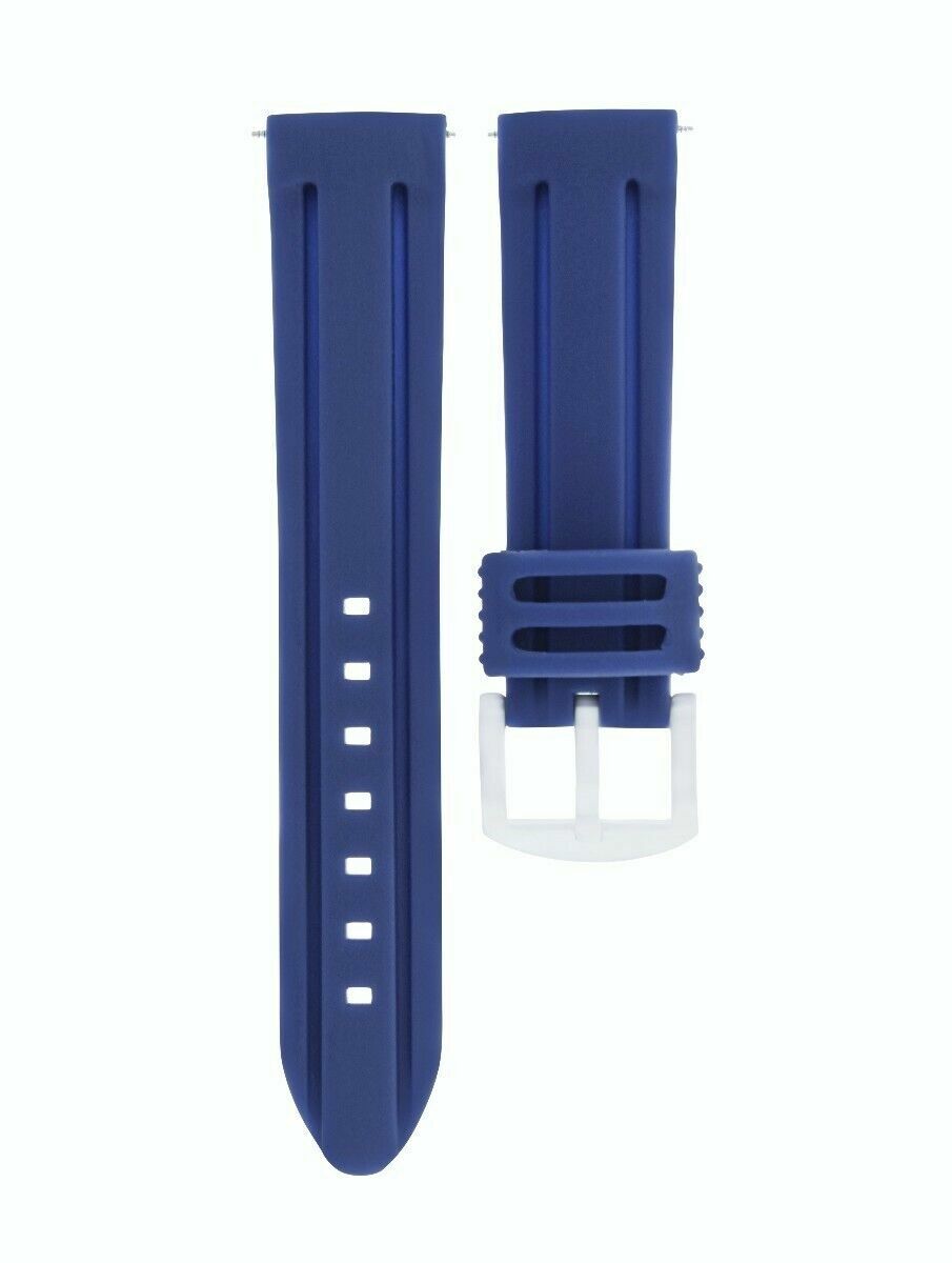22MM RUBBER SILICONE WATCH BAND FOR 40MM PANERAI LUMINOR MARINA PAM 48 , 49 BLUE