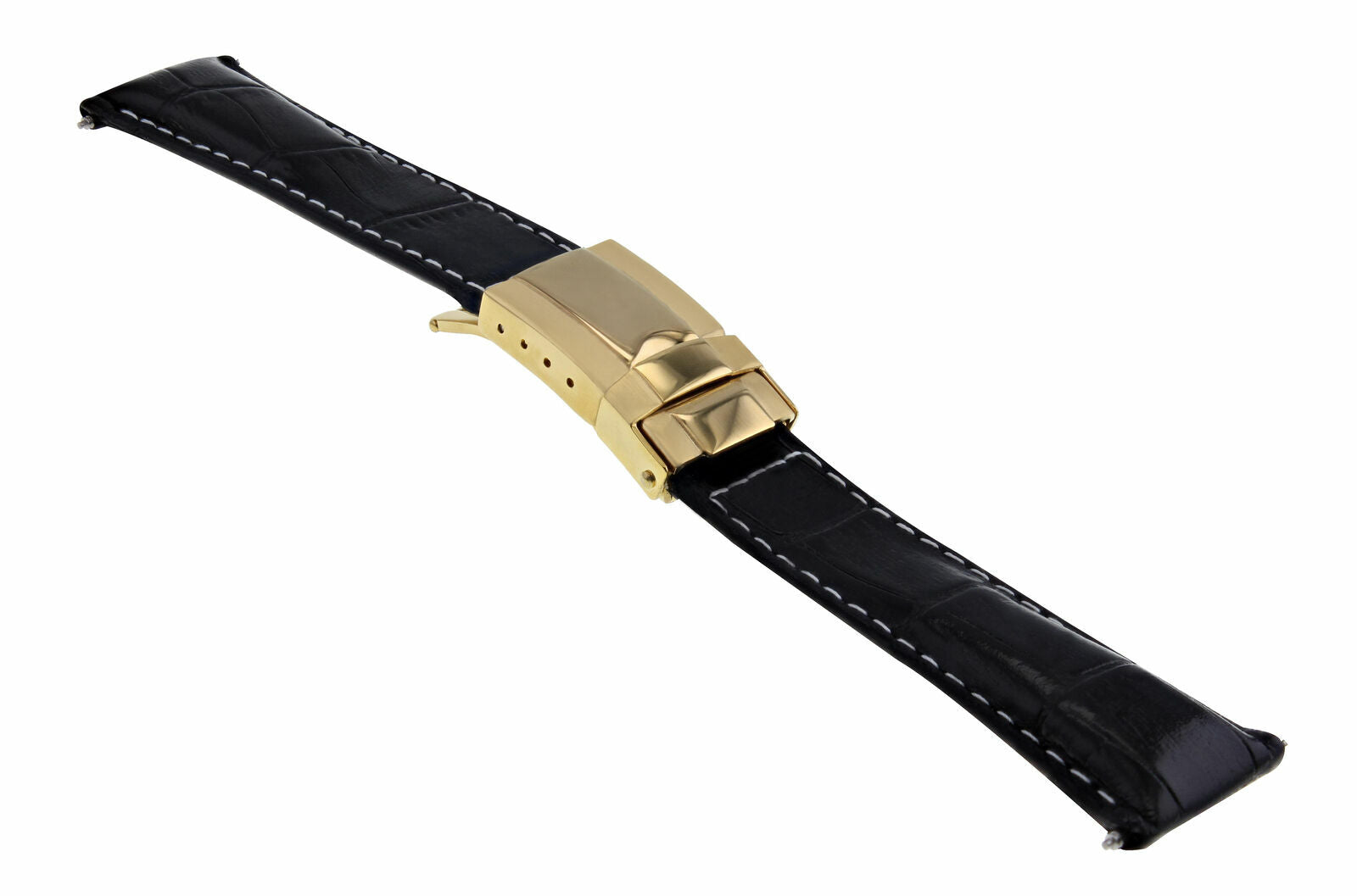 LEATHER STRAP FOR ROLEX DAYTONA 16518 16519 16520 BLACK WS REGULAR GOLD CLASP