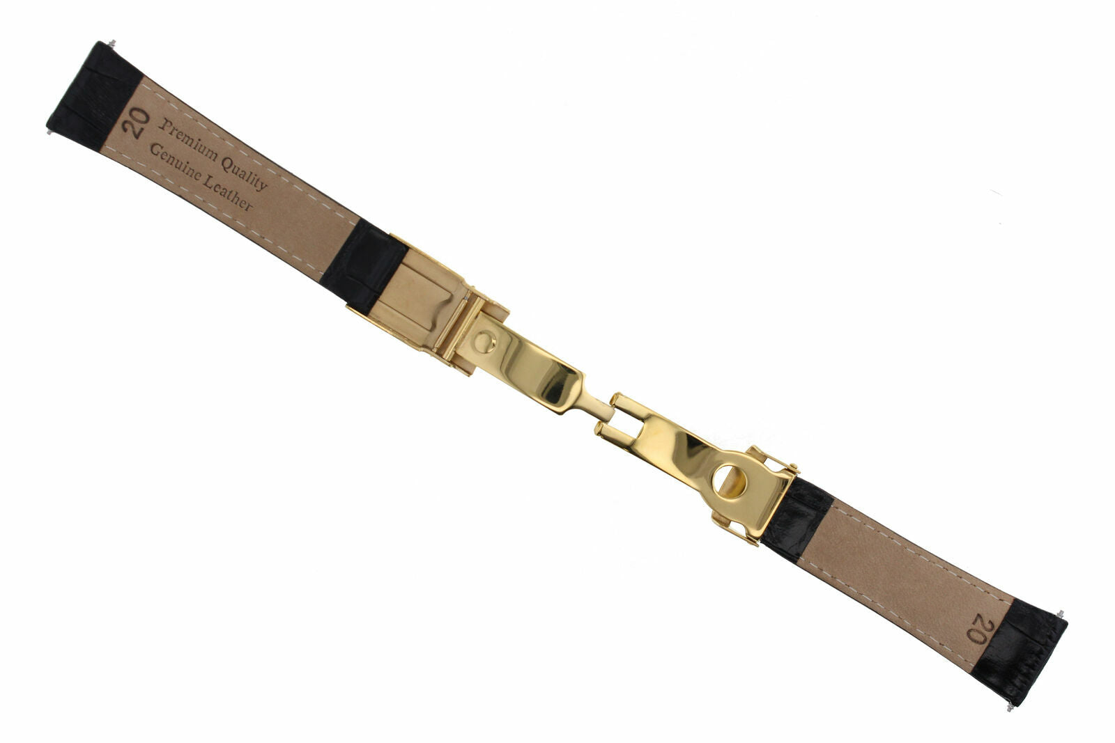 LEATHER STRAP FOR ROLEX DAYTONA 16518 16519 16520 BLACK WS REGULAR GOLD CLASP