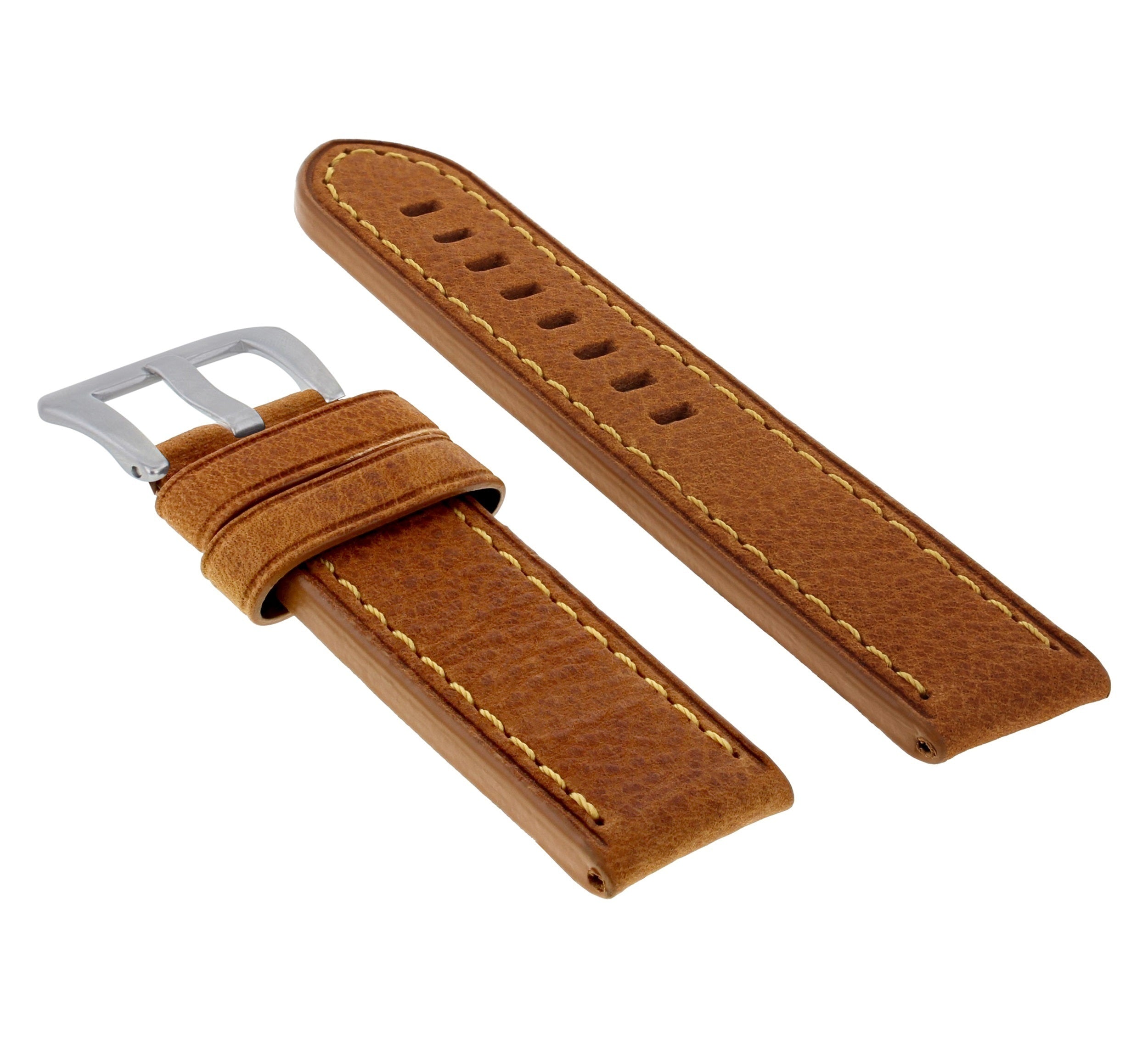 24MM COW LEATHER WATCH BAND STRAP FOR PAM 44MM PANERAI WATCH TAN ORANGE STITCH