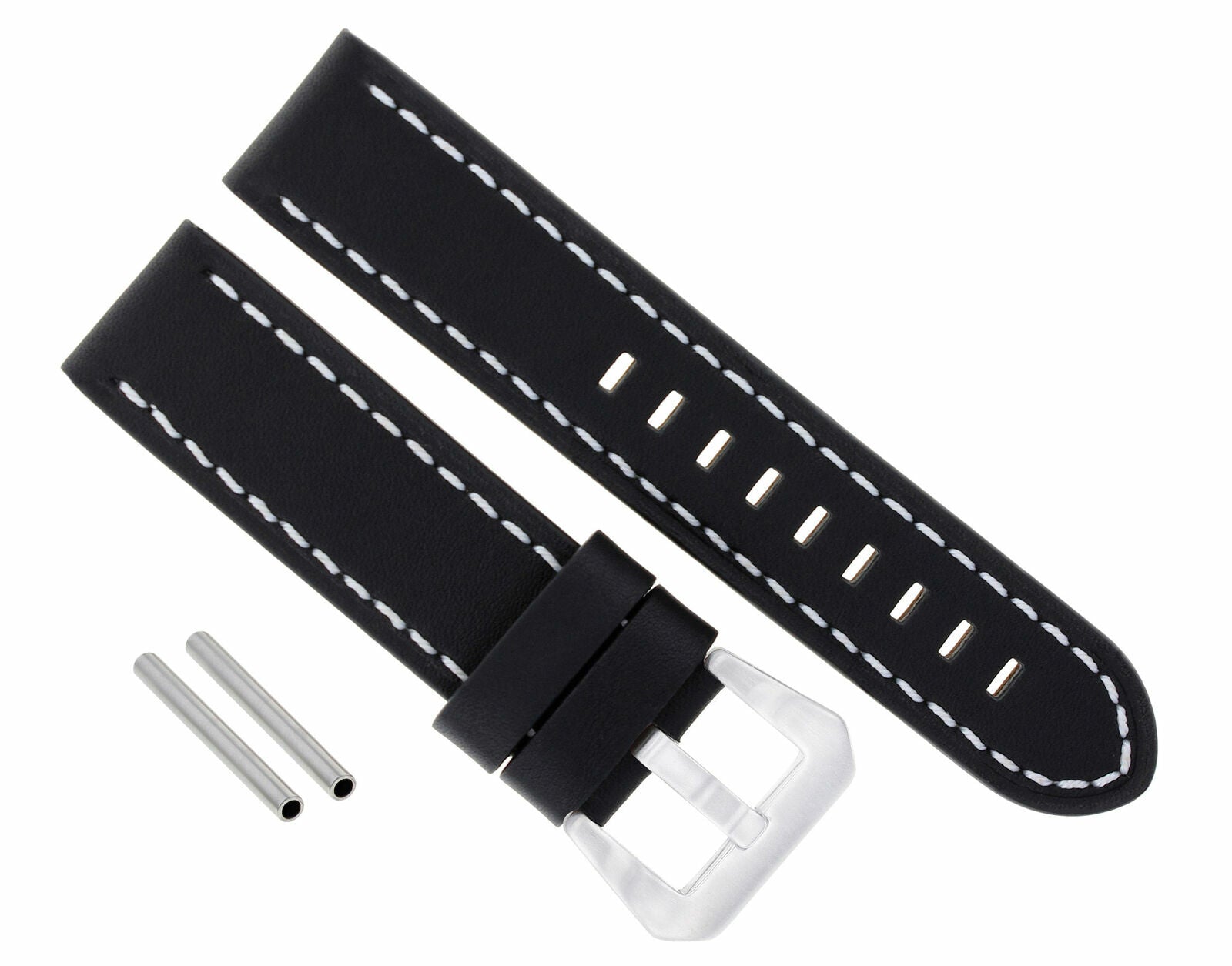 BIG 24MM PAM COW LEATHER WATCH BAND STRAP FOR PANERAI BLACK WS BUCKLE POLISH