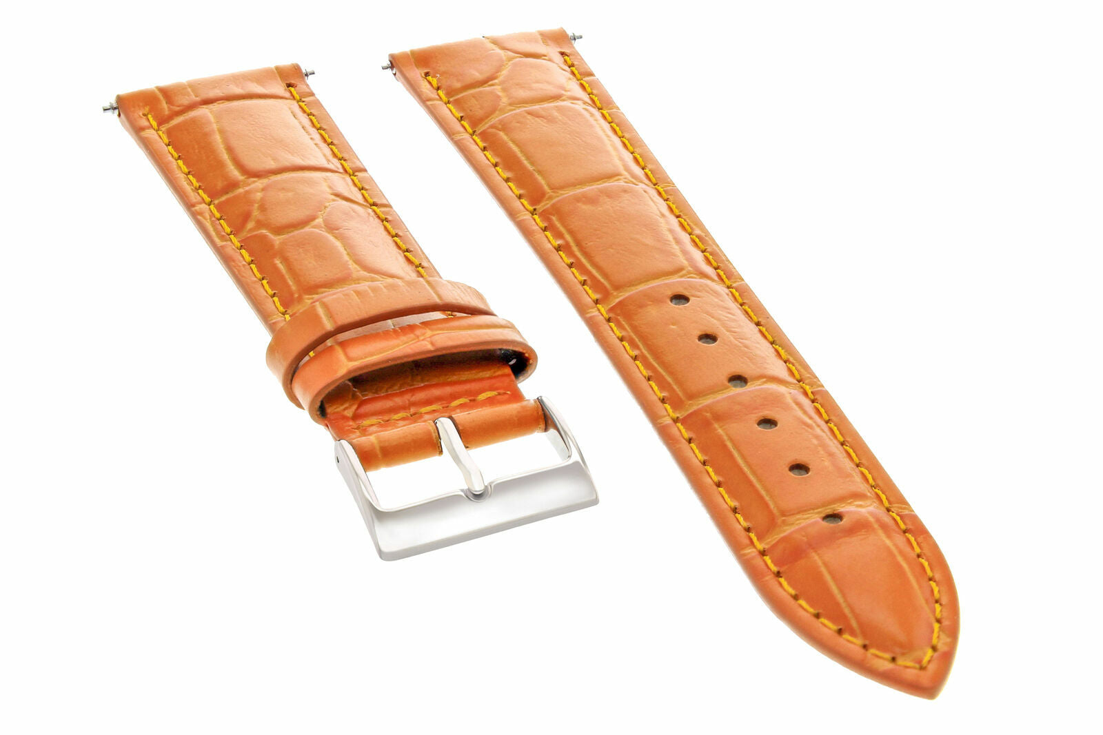 22MM GENUINE LEATHER WATCH BAND STRAP FOR PANERAI PAM MARINA LUMINOR GMT ORANGE