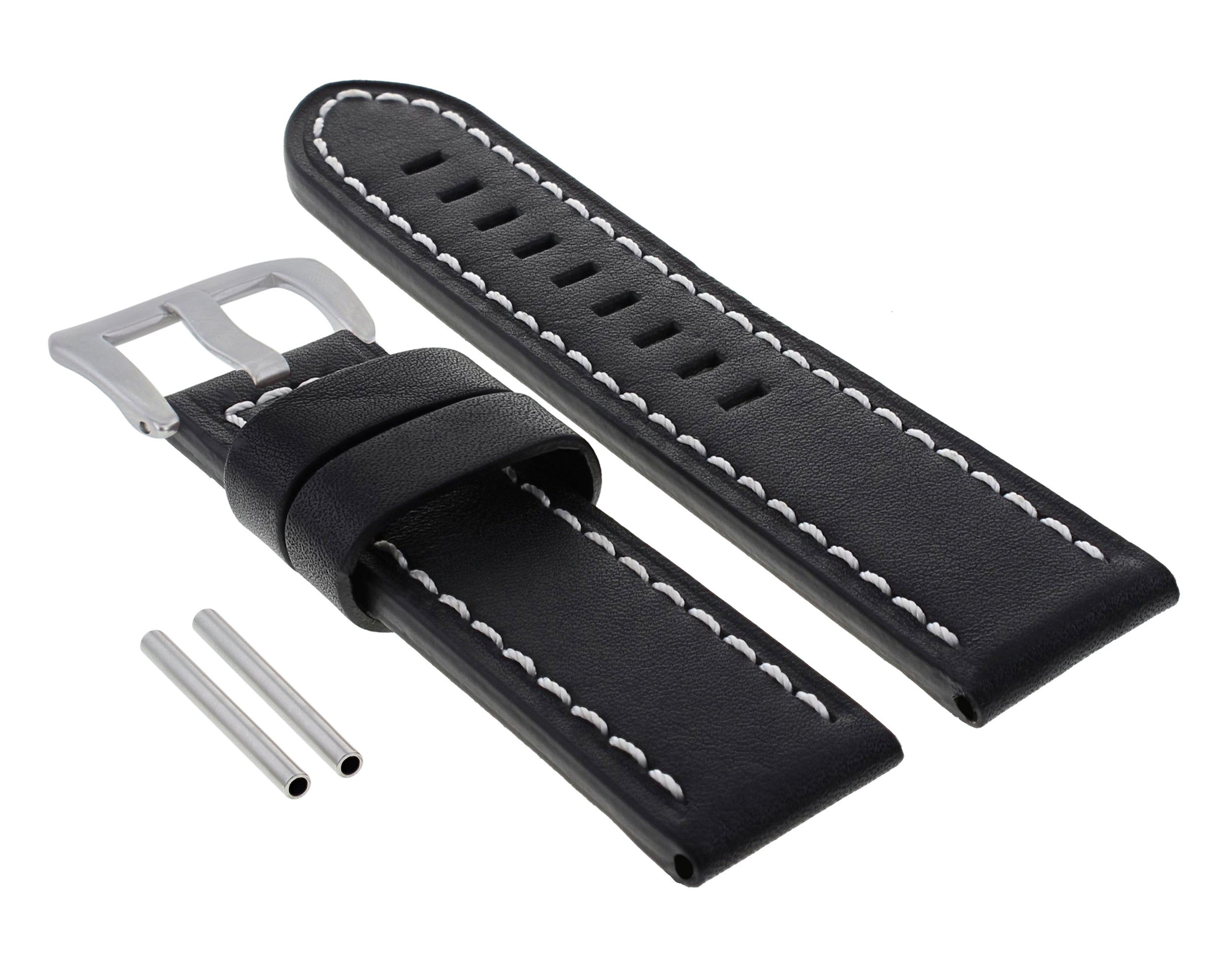 24MM COW LEATHER STRAP WATCH BAND FOR PAM 44MM PANERAI MARINA LUMINOR BLACK WS