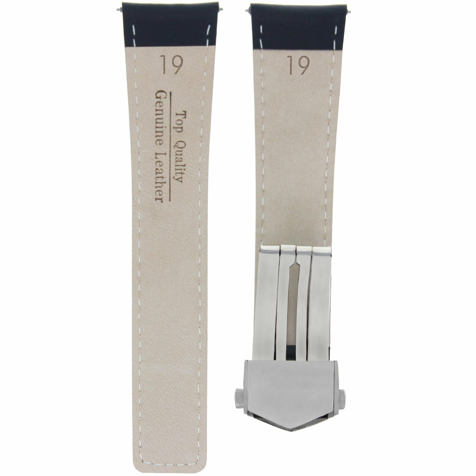 19MM LEATHER WATCH BAND STRAP DEPLOYMENT CLASP FOR TAG HEUER CARRERA BLACK WS