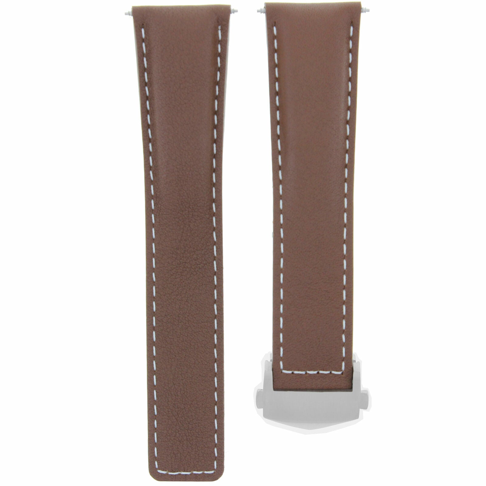 19MM GENUINE LEATHER STRAP BAND FOR TAG HEUER CARRERA TWIN TIME F1 CLASP TAN WS