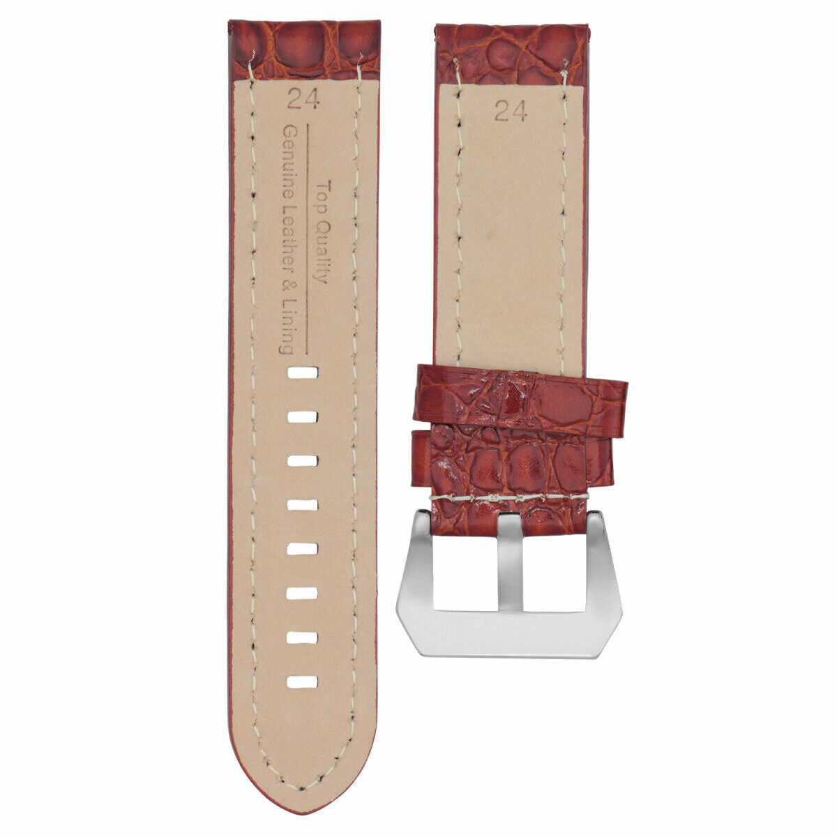 BIG 24MM PAM LEATHER WATCH BAND STRAP FOR 44MM PANERAI MARINA LUMINOR BROWN WS