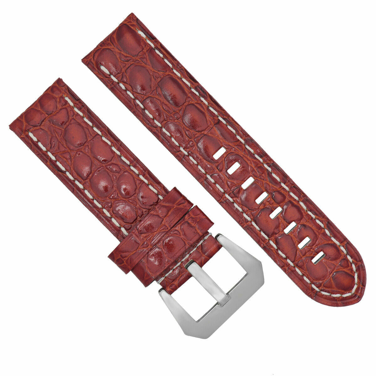 BIG 24MM PAM LEATHER WATCH BAND STRAP FOR 44MM PANERAI MARINA LUMINOR BROWN WS