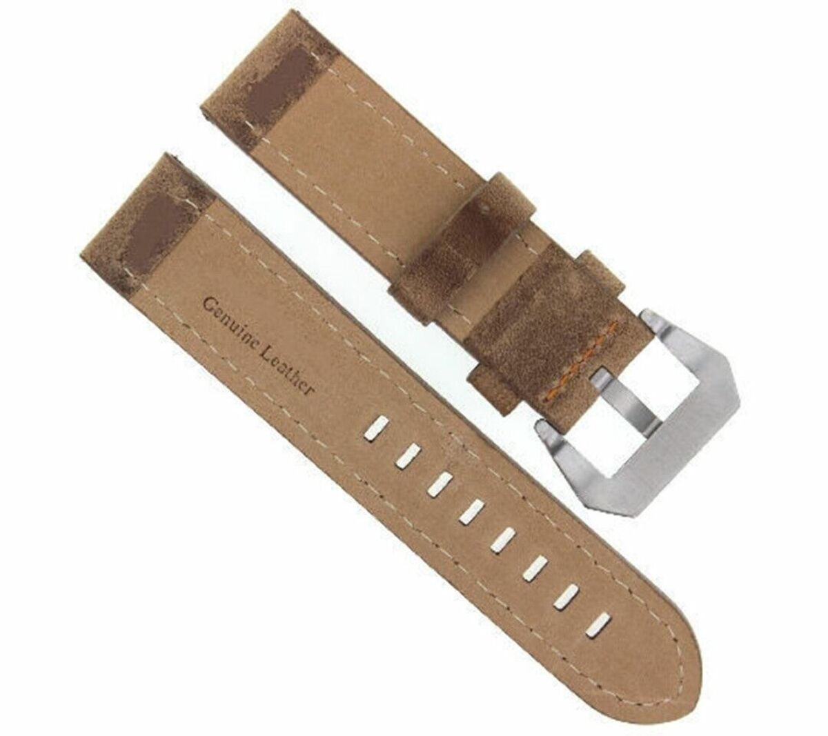 24MM PREMIUM PAM LEATHER STRAP WATCH BAND FOR 44MM PANERAI SAND ORANGE STITCH