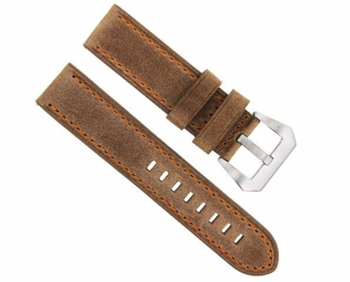 24MM PREMIUM PAM LEATHER STRAP WATCH BAND FOR 44MM PANERAI SAND ORANGE STITCH