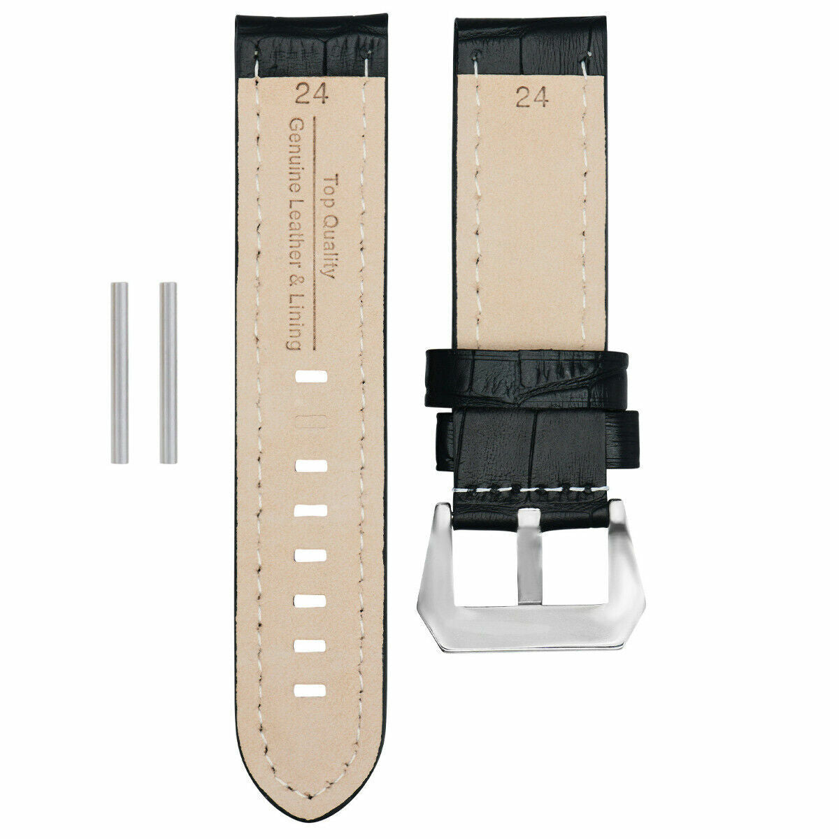 LEATHER WATCH BAND STRAP FOR PAM 44MM PANERAI MARINA RADIOMIR GMT BLACK WS BRUSH