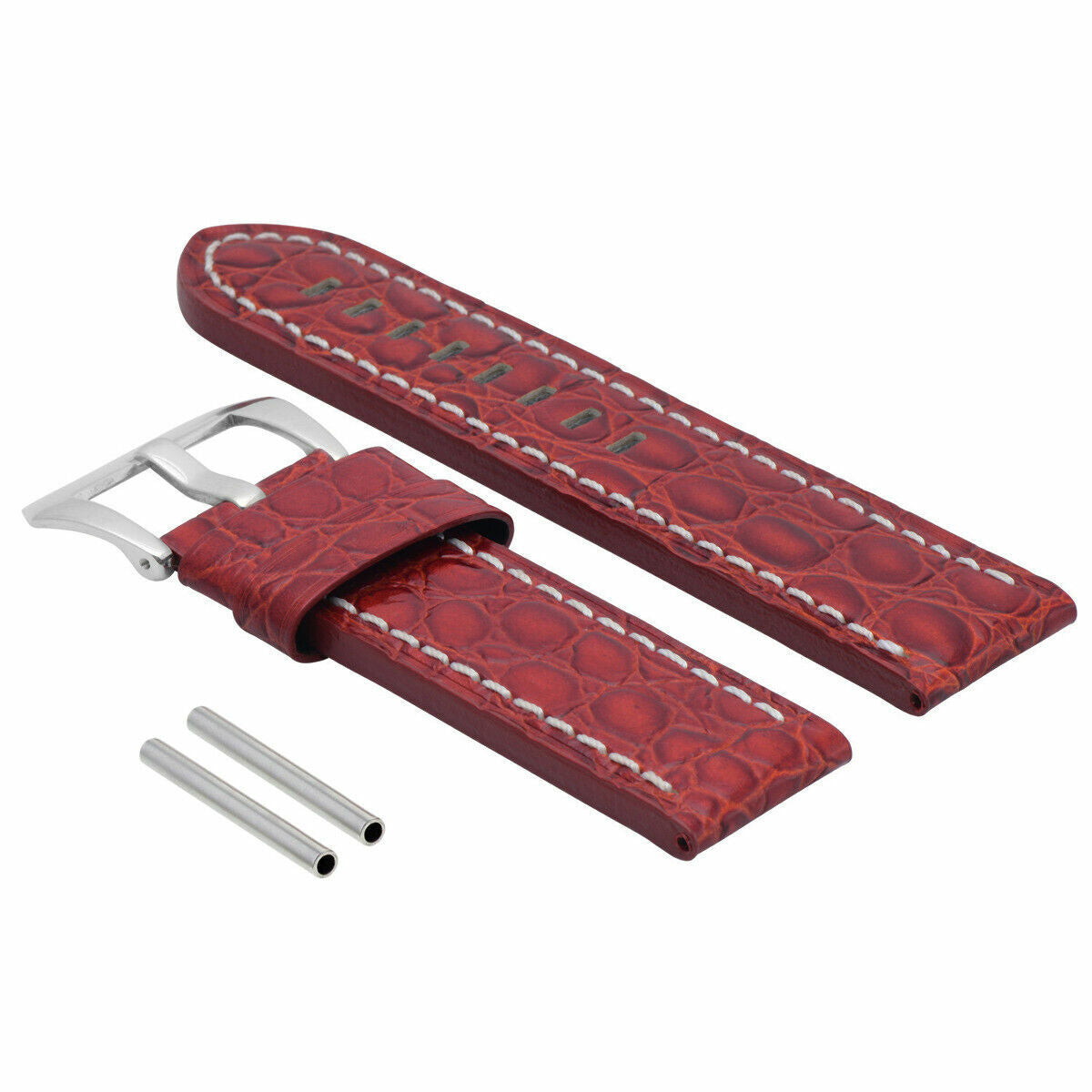 BIG 24MM GATOR PAM LEATHER WATCH STRAP FOR 44MM PANERAI BROWN WS BUCKLE POLISH