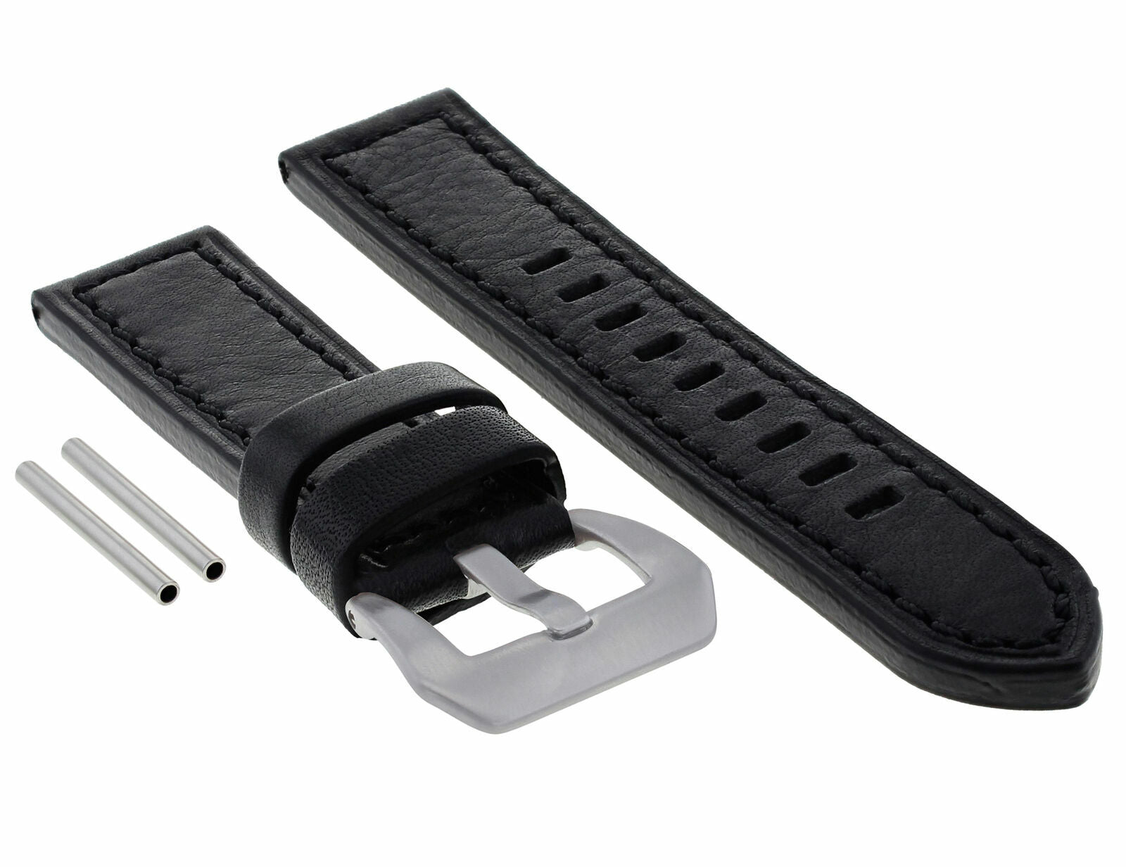 24MM LEATHER STRAP WATCH BAND FOR PAM 44MM PANERAI LUMINOR MARINA GMT 1950 BLACK