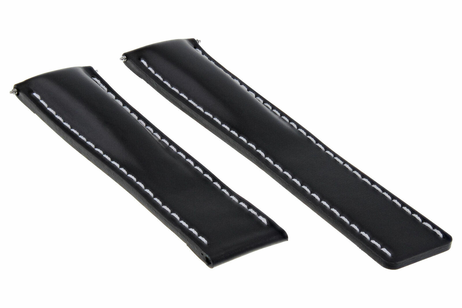 22MM LEATHER STRAP SMOOTH BAND FOR BREITLING NAVITIMER 22/20MM CLASP BLACK WS