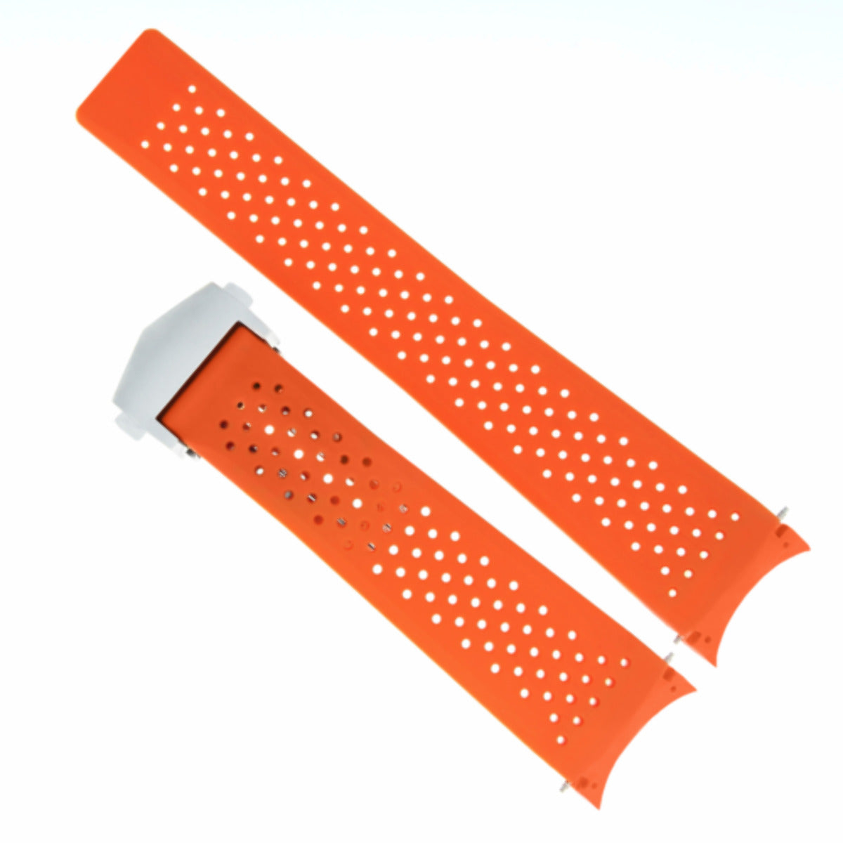 22MM RUBBER STRAP BAND FOR TAG HEUER GRAND CARRERA FT6016 + CLASP ORANGE
