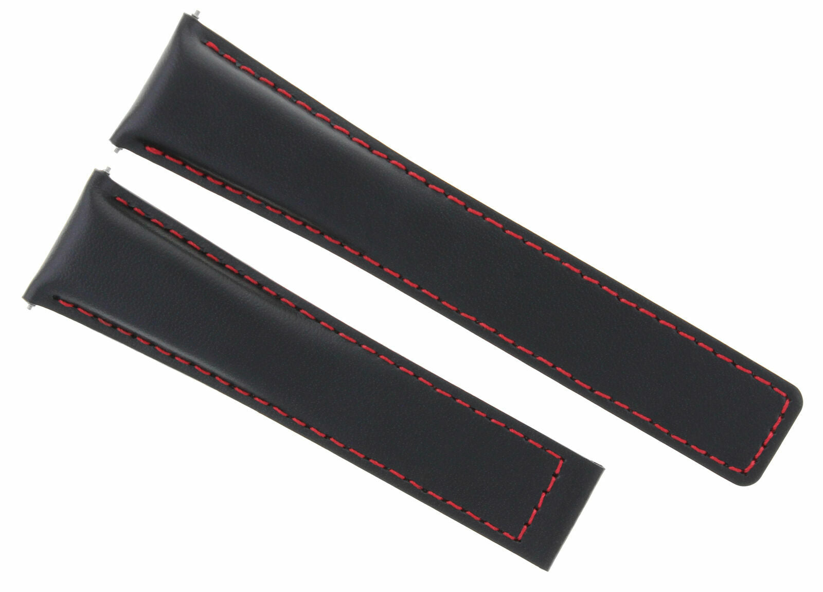 22MM LEATHER BAND STRAP CLASP FOR TAG HEUER CARRERA CALIBER 36 BLACK RED STITCH