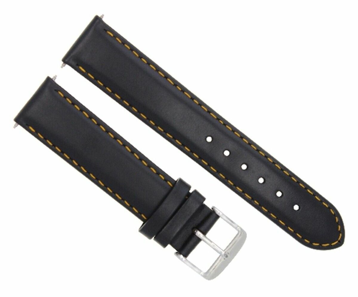 22MM SMOOTH LEATHER WATCH BAND STRAP WATERPROOF FOR PANERAI BLACK ORANGE STITCH
