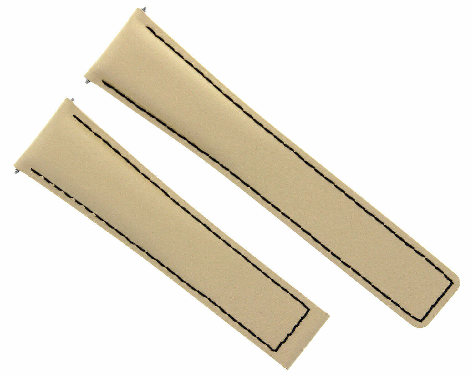 19MM LEATHER BAND STRAP FOR TAG HEUER CARRERA WAS2112 CALIBRE 6 BEIGE BLACK 5T