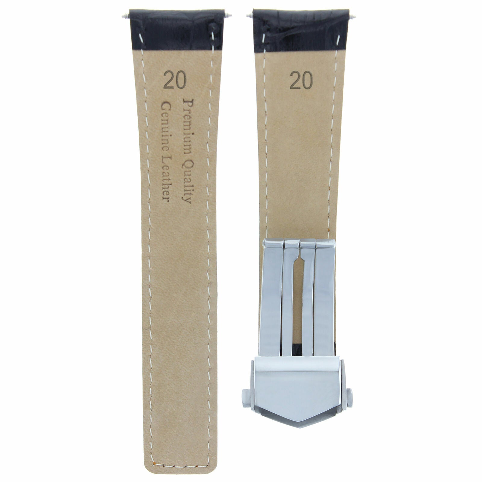 20/16MM LEATHER BAND STRAP DEPLOYMENT FOR TAG HEUER MONZA FC5013 CLASP BLACK WS