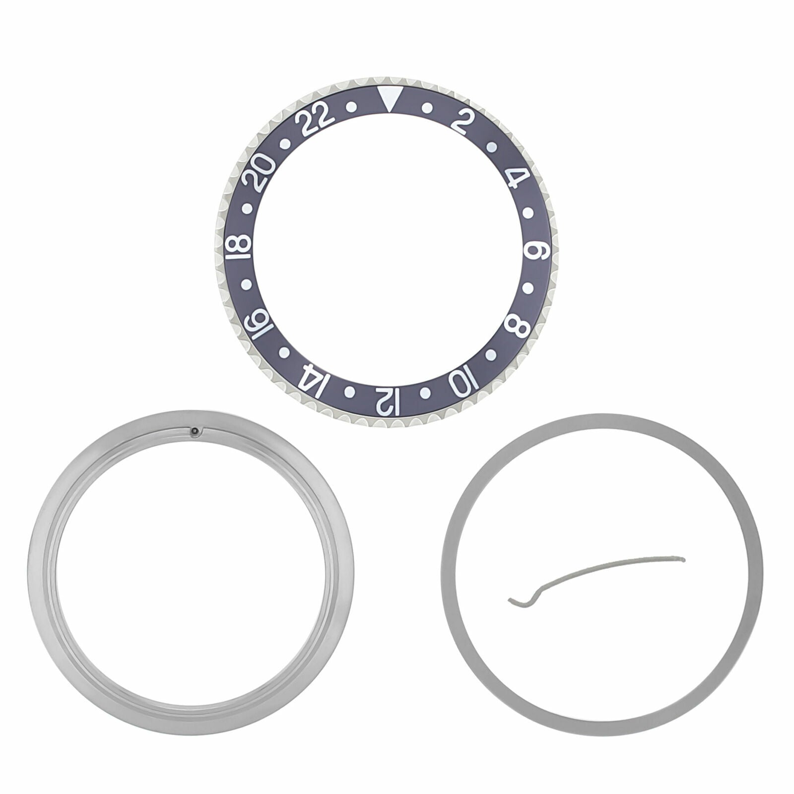 RETAINING RING BEZEL & INSERT FOR ROLEX GMT I II 16700 16710 16718 16760 GREY