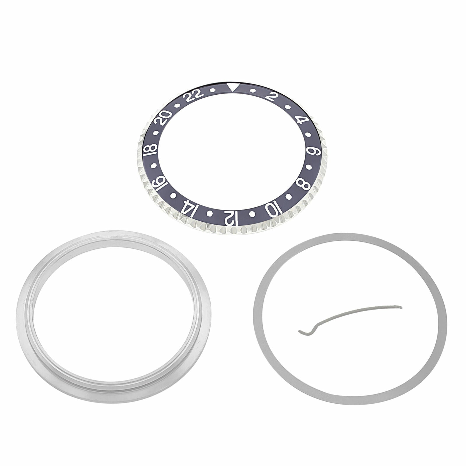 RETAINING RING BEZEL & INSERT FOR ROLEX GMT I II 16700 16710 16718 16760 GREY