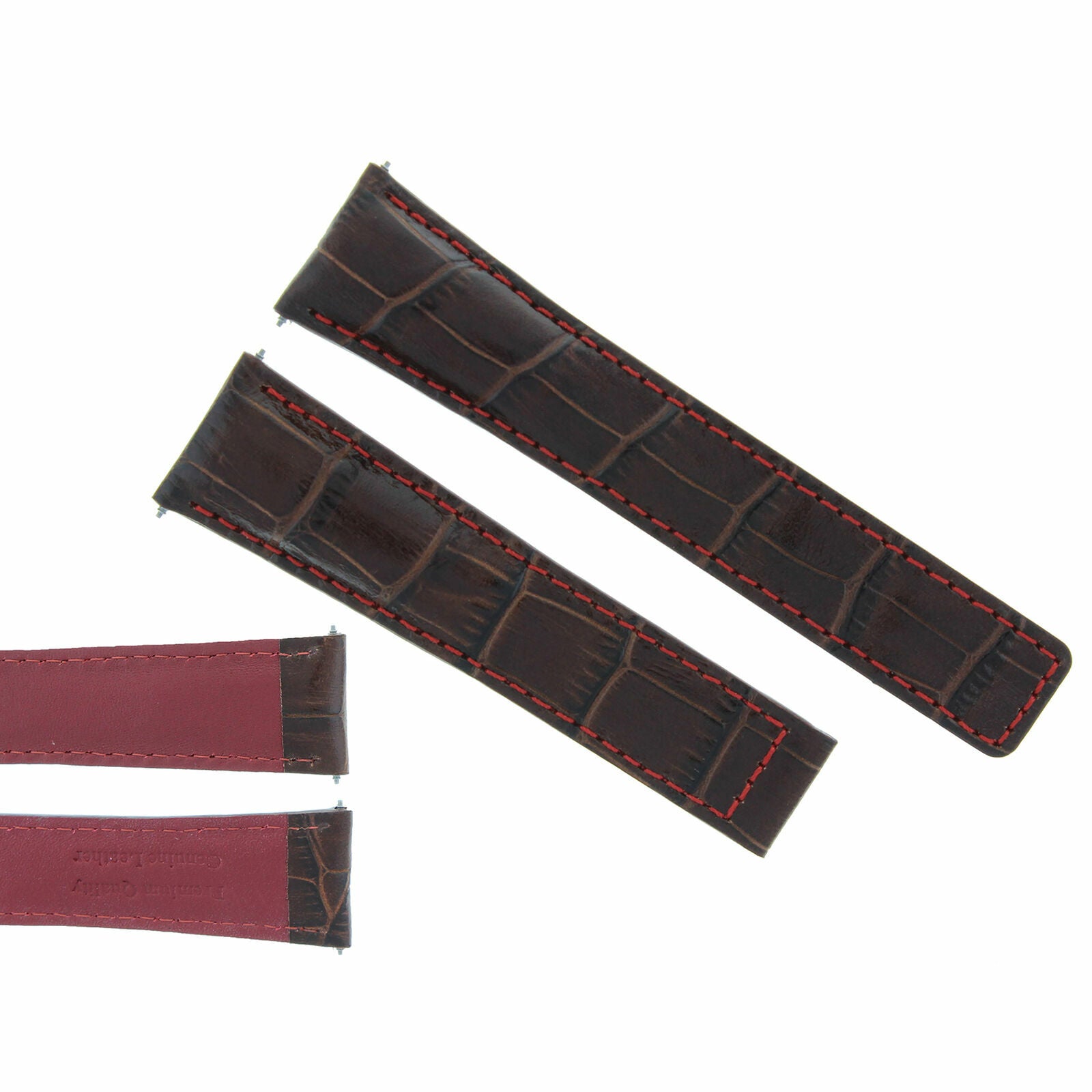 20MM LEATHER WATCH BAND STRAP CLASP FOR TAG HEUER CARRERA F1 BROWN RED STITCH