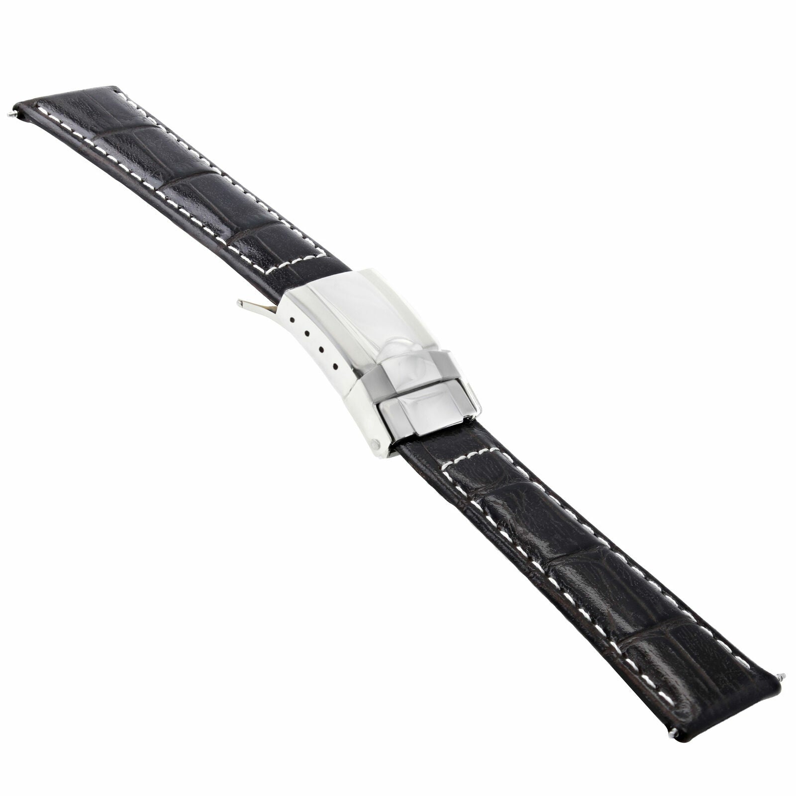 LEATHER STRAP FOR ROLEX DAYTONA 116518 116523 WATCH D/BROWN WS SHORT STEEL CLASP