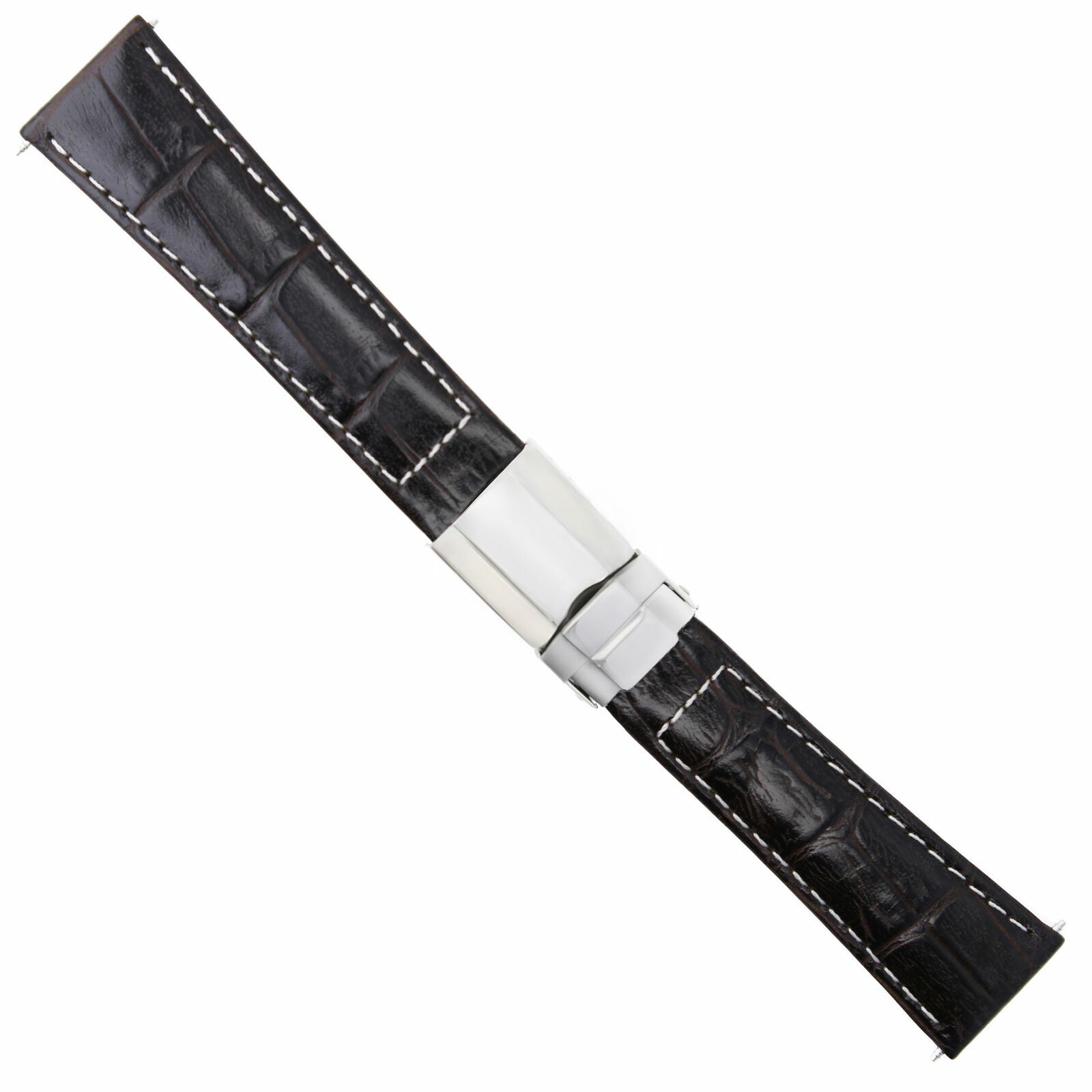 LEATHER STRAP FOR ROLEX DAYTONA 116518 116523 WATCH D/BROWN WS SHORT STEEL CLASP