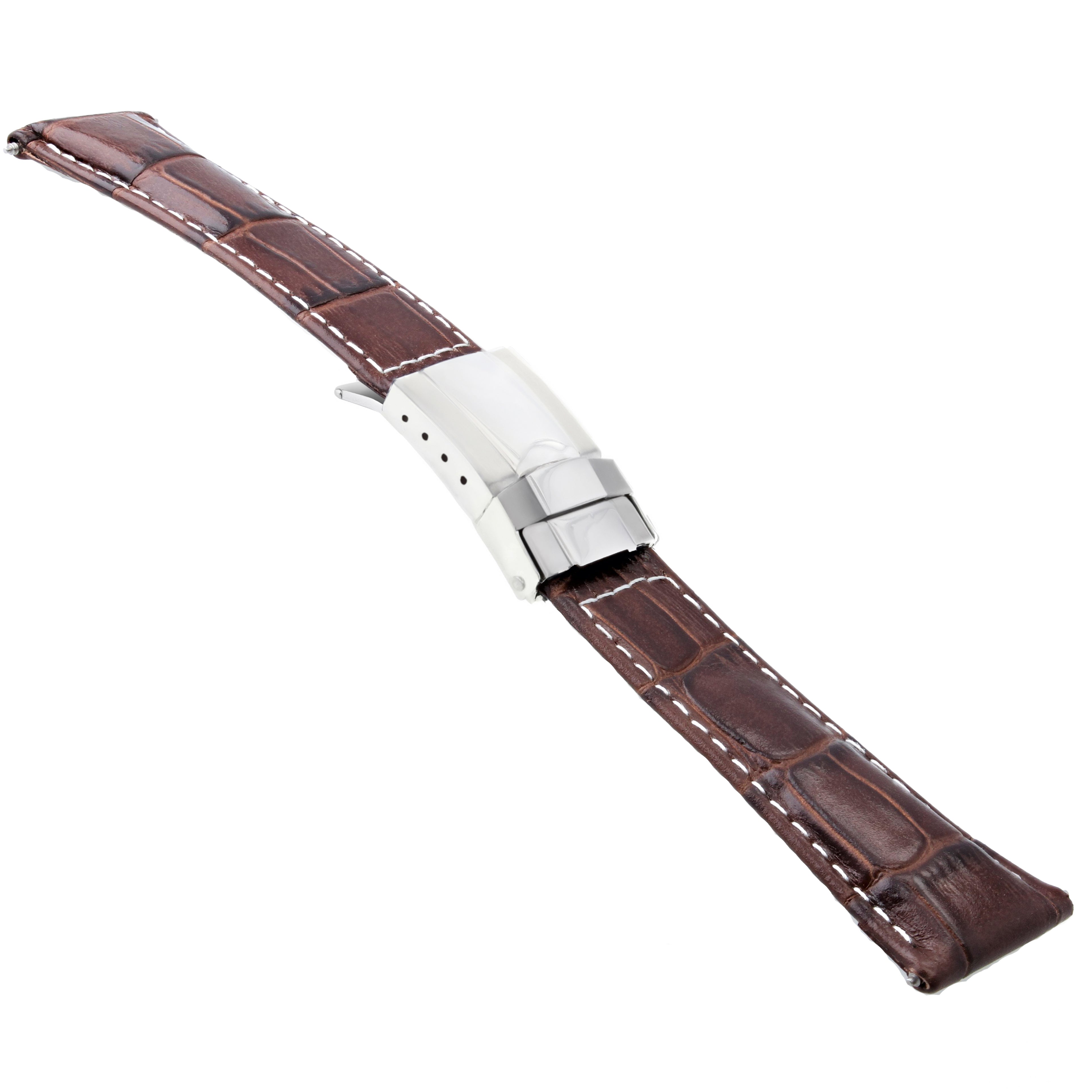 LEATHER STRAP FOR ROLEX DAYTONA 116518 116523 WATCH D/BROWN WS SHORT STEEL CLASP