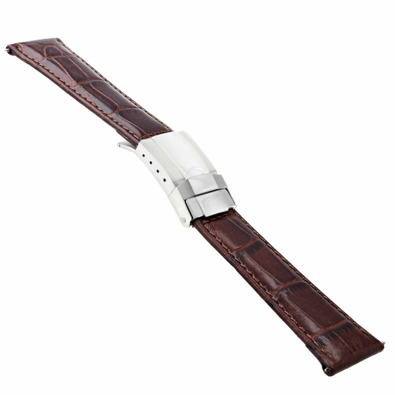 LEATHER STRAP FOR ROLEX DAYTONA 16520 116518 116523 WATCH L/BROWN SHORT SS CLASP