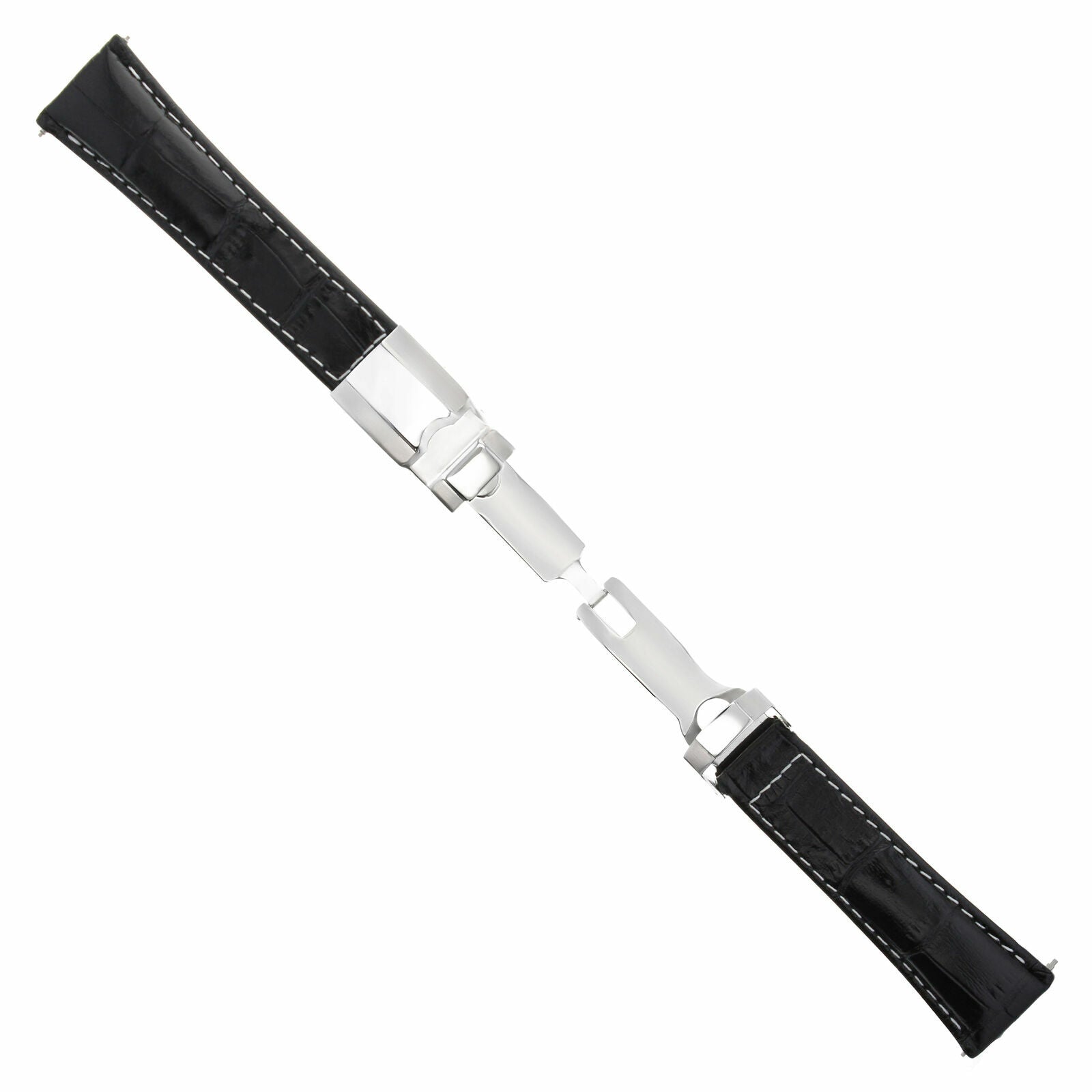 LEATHER STRAP FOR ROLEX DAYTONA 16518 16519 16520 BLACK WS SHORT + STEEL CLASP