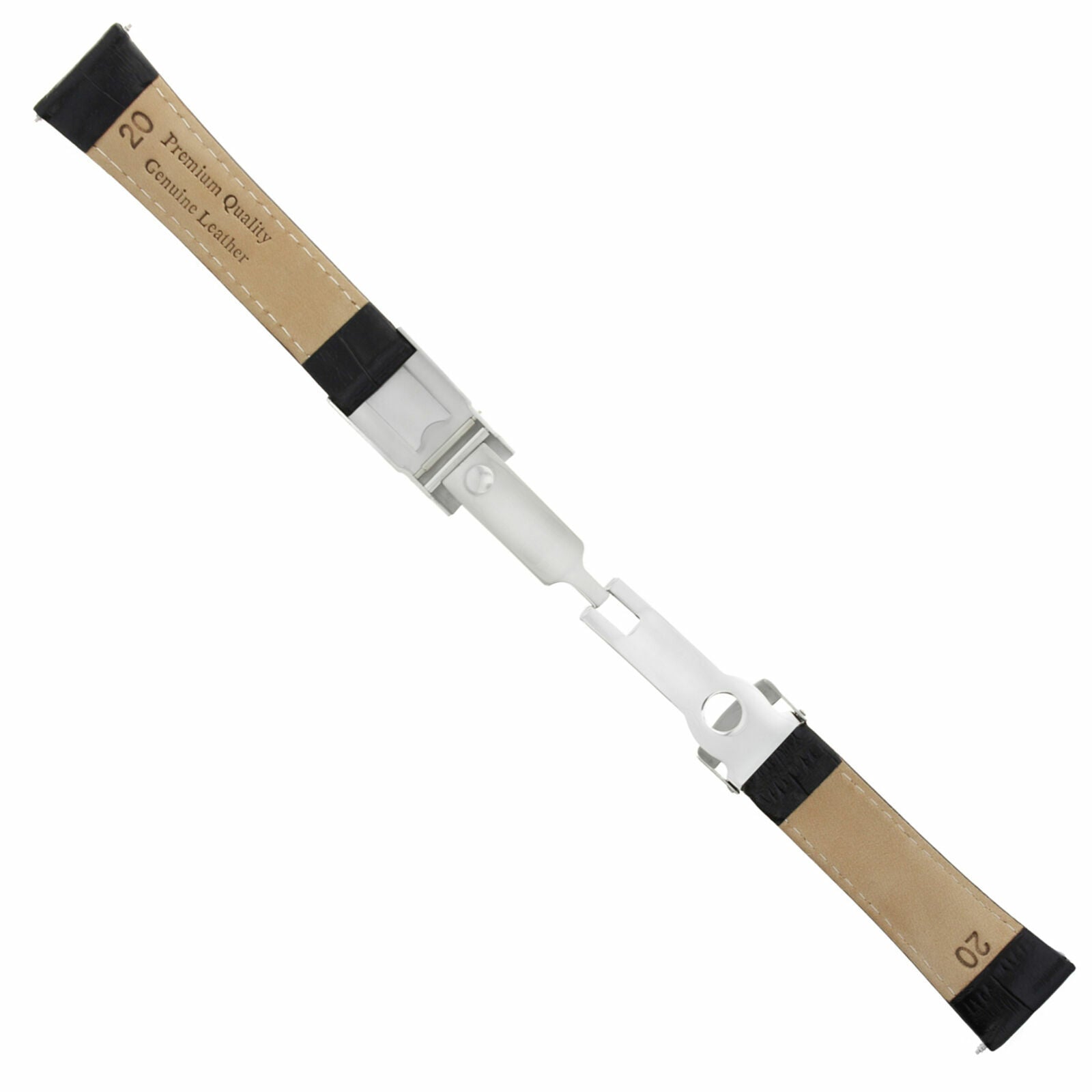 LEATHER STRAP FOR ROLEX DAYTONA 16518 16519 16520 BLACK WS SHORT + STEEL CLASP