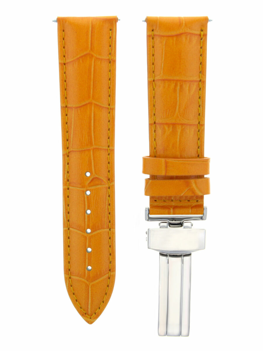 18MM LEATHER WATCH STRAP BAND FOR INVICTA RUSSIAN DEPLOY CLASP BUCKLE ORANGE