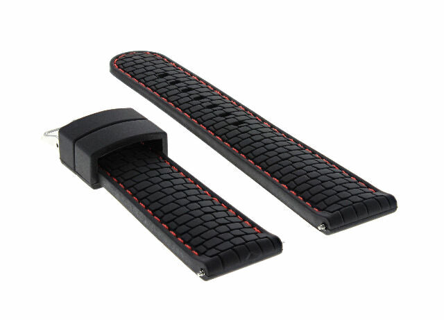 24MM SILICONE RUBBER DIVER WATCH STRAP BAND FIT FOR FERRARI WATCH BLACK RED STIT