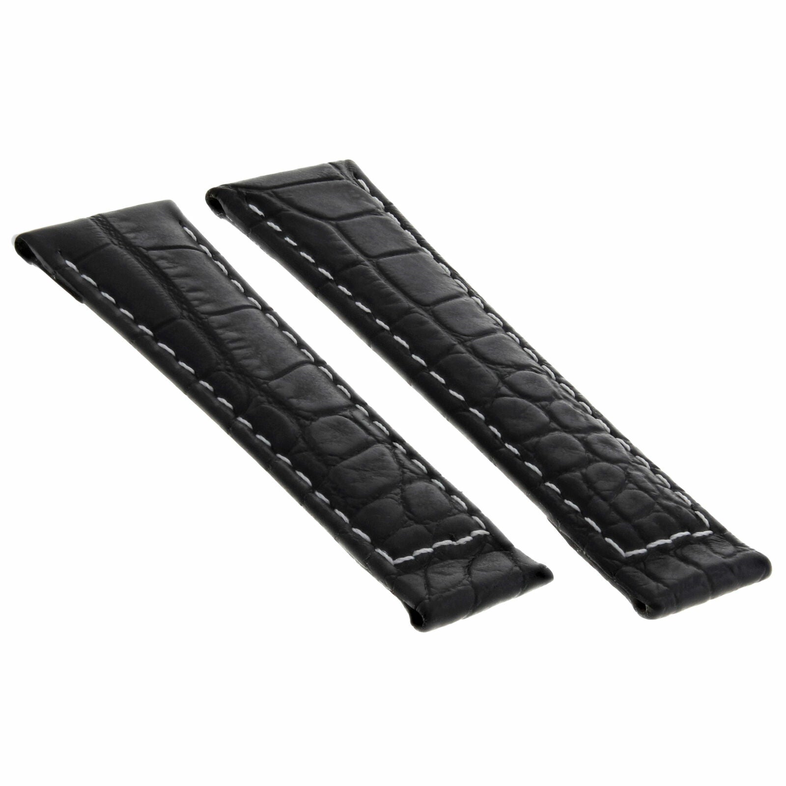 CROC LEATHER STRAP FOR ROLEX DAYTONA 16518 16519 16520 116520 BLACK WS #6D SHORT