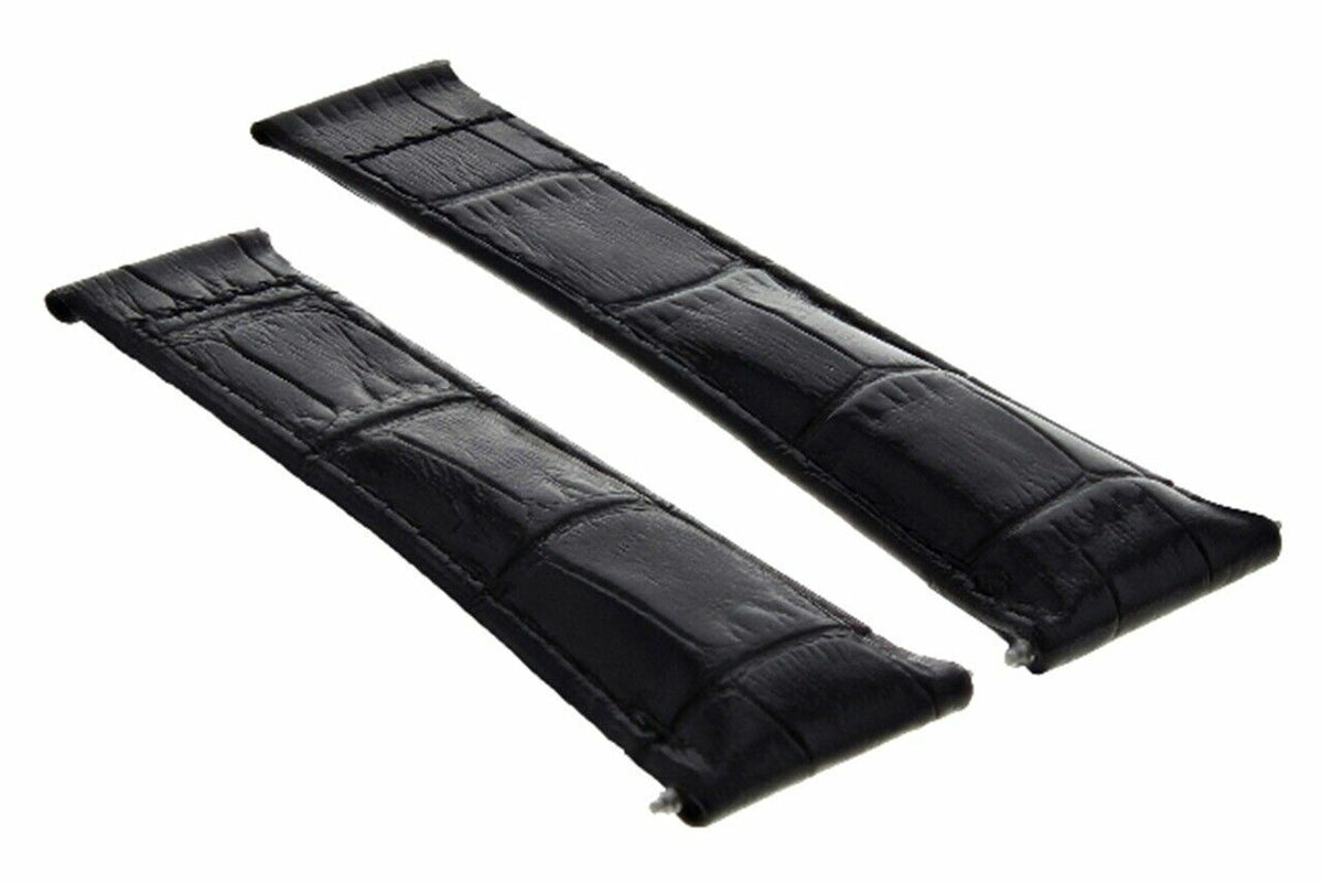 20MM REPLACEMENT LEATHER WATCH BAND STRAP WITH ENDPIECES FOR ROLEX DAYTONA 40MM, Black (Short), view 2