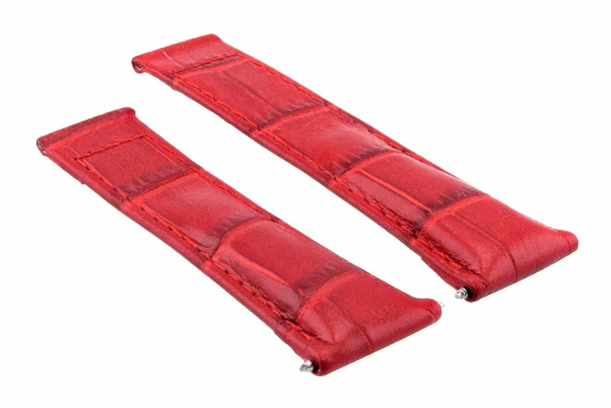 20MM LEATHER WATCH BAND STRAP FITS ALL ROLEX DAYTONA MODEL SHORT-MEDIUM ENDPIECE, Red (Short), view 2