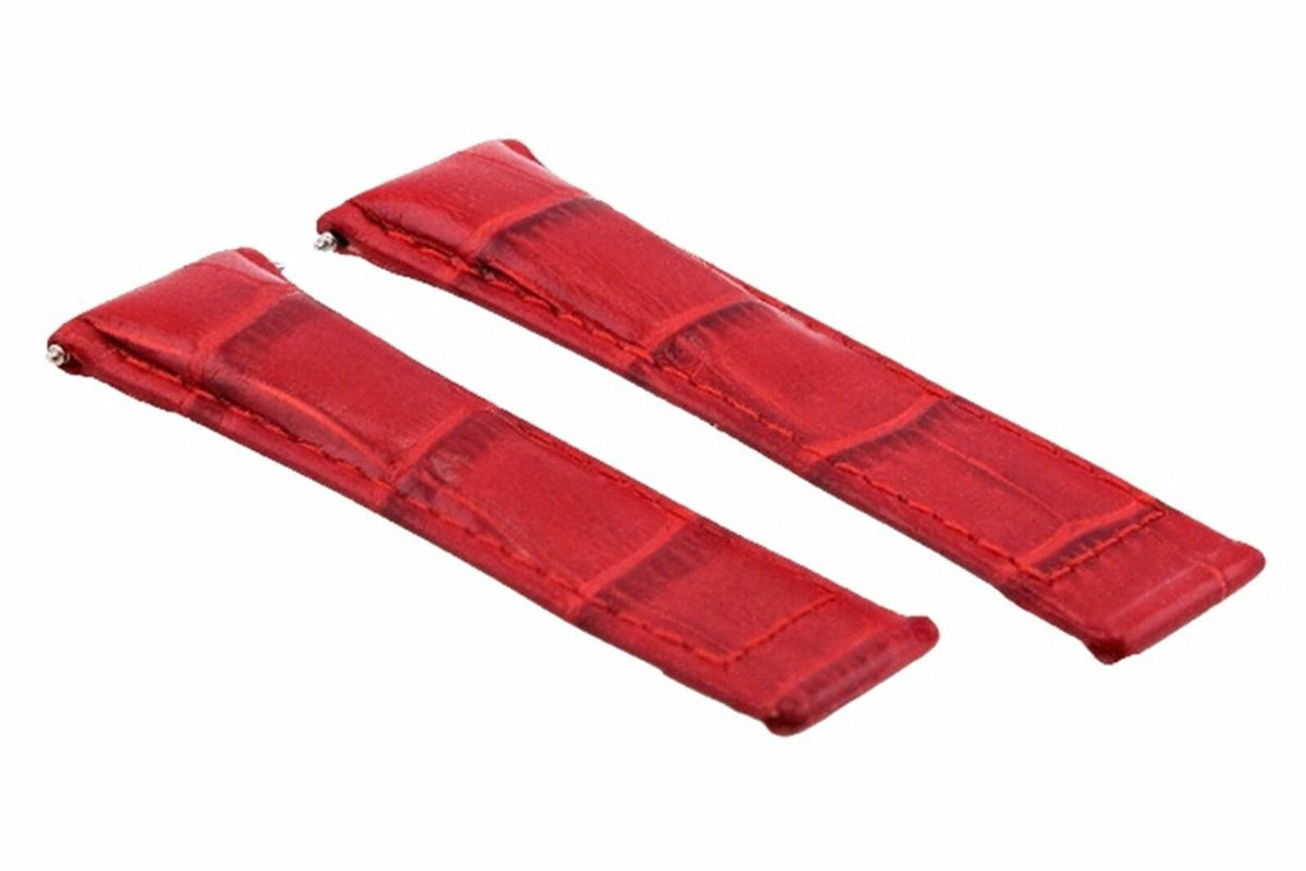 20MM LEATHER WATCH BAND STRAP FITS ALL ROLEX DAYTONA MODEL SHORT-MEDIUM ENDPIECE, Red (Short), view 4