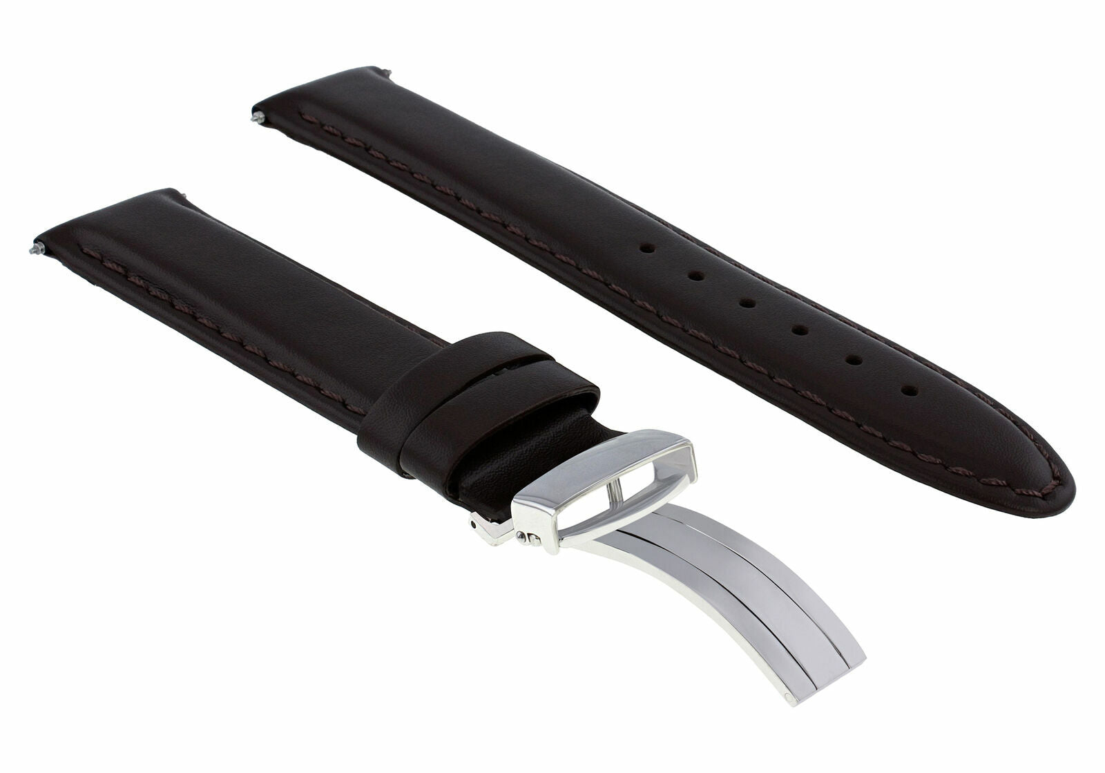 18MM SMOOTH LEATHER WATCH STRAP BAND DEPLOY CLASP WATERPROOF FOR ROLEX L/BROWN