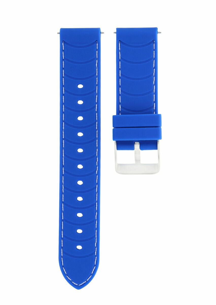 20MM SOFT RUBBER DIVER WATCH BAND STRAP FOR BULOVA ACCUTRON WATCH BLUE WHITE STITCH