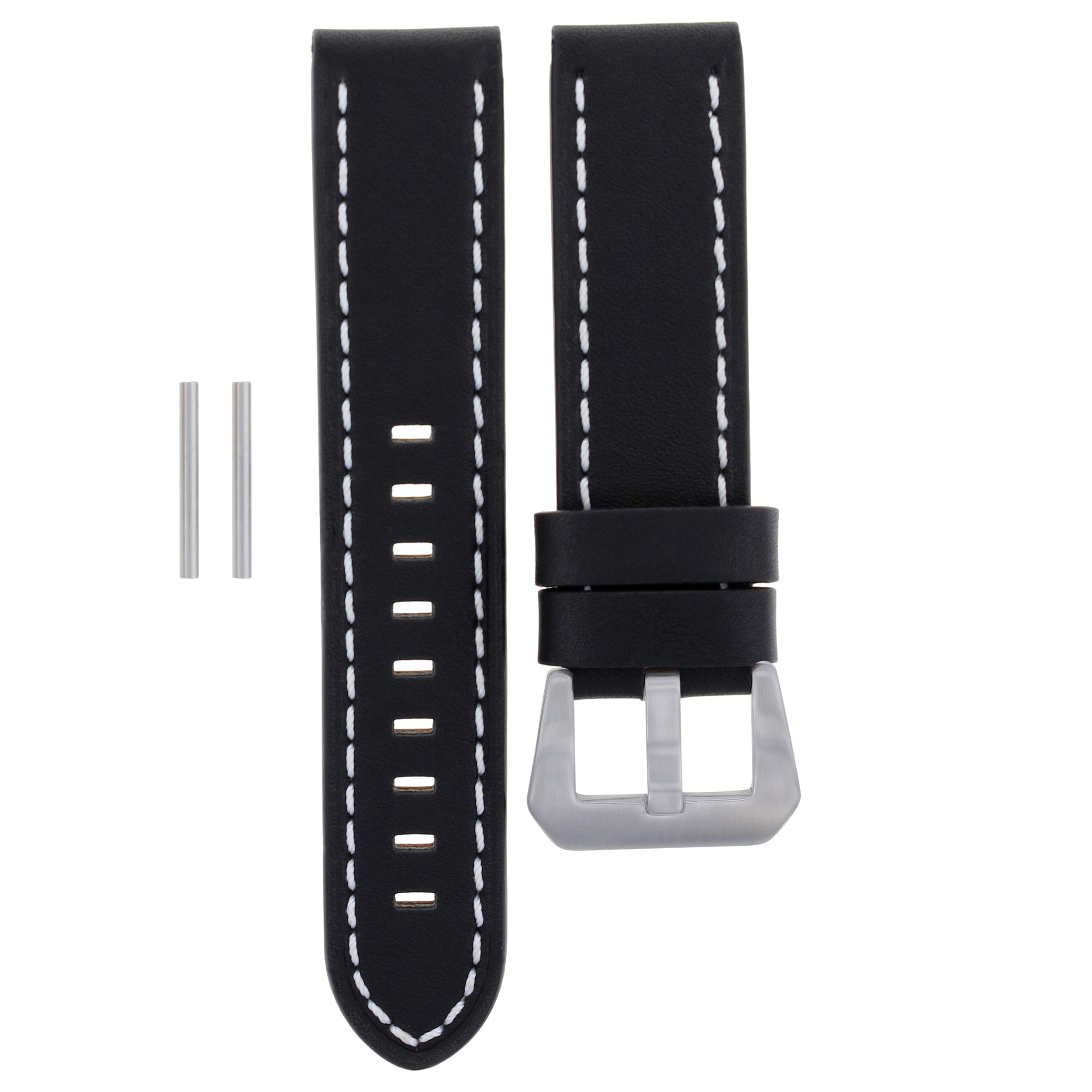 24MM BUFFALO LEATHER WATCH BAND PAM STRAP FOR PANERAI LUMINOR MARINA BLACK WS