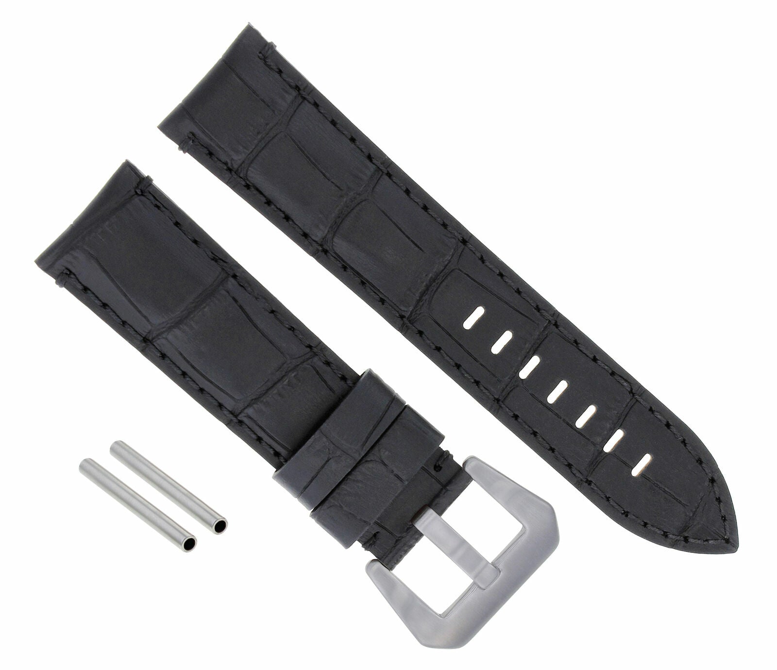 22MM GENUINE LEATHER WATCH BAND STRAP FOR PAM PANERAI MARINA LUMINOR TUBE BLACK