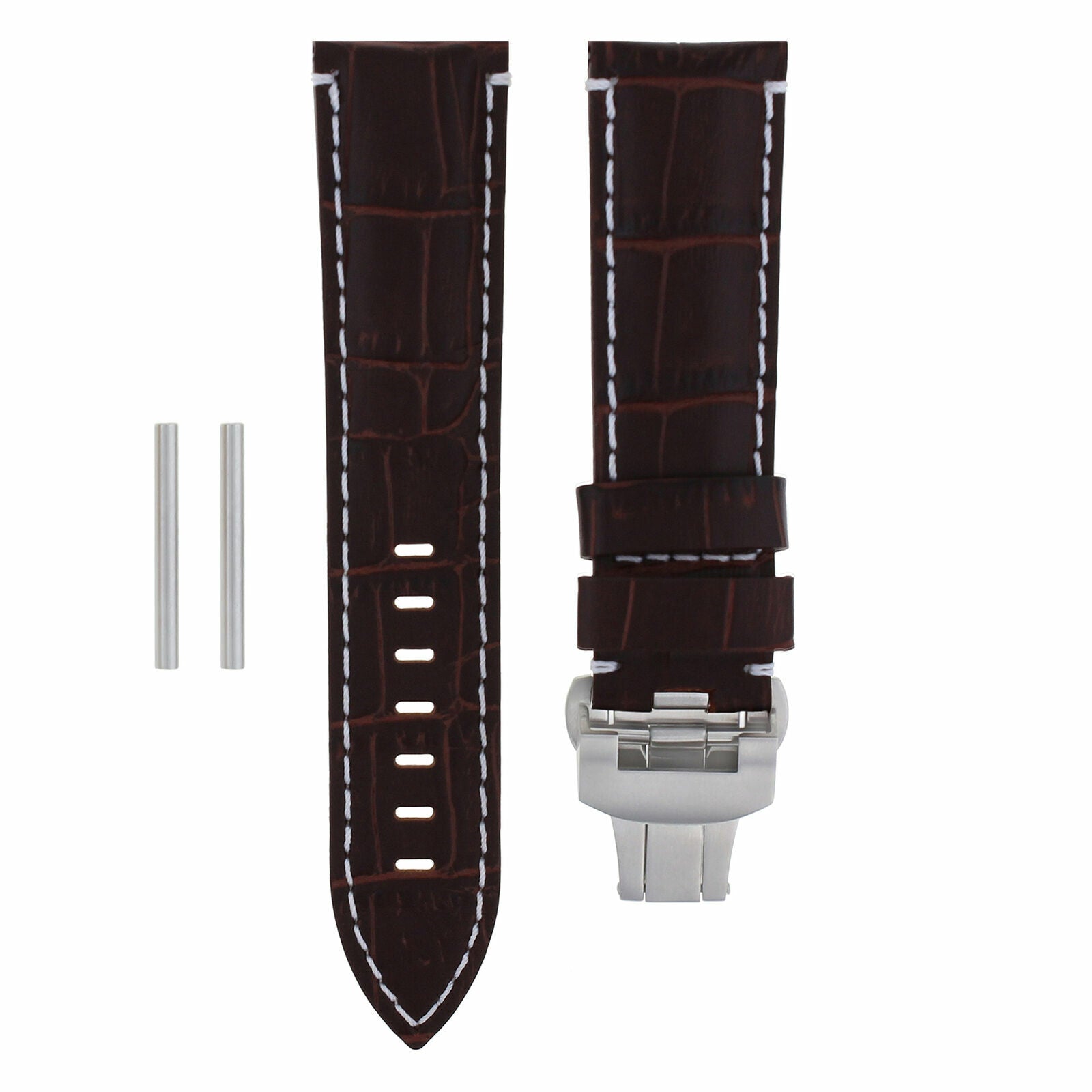 24MM PAM LEATHER WATCH STRAP BAND DEPLOYMENT CLASP FOR PANERAI 104 BROWN WS
