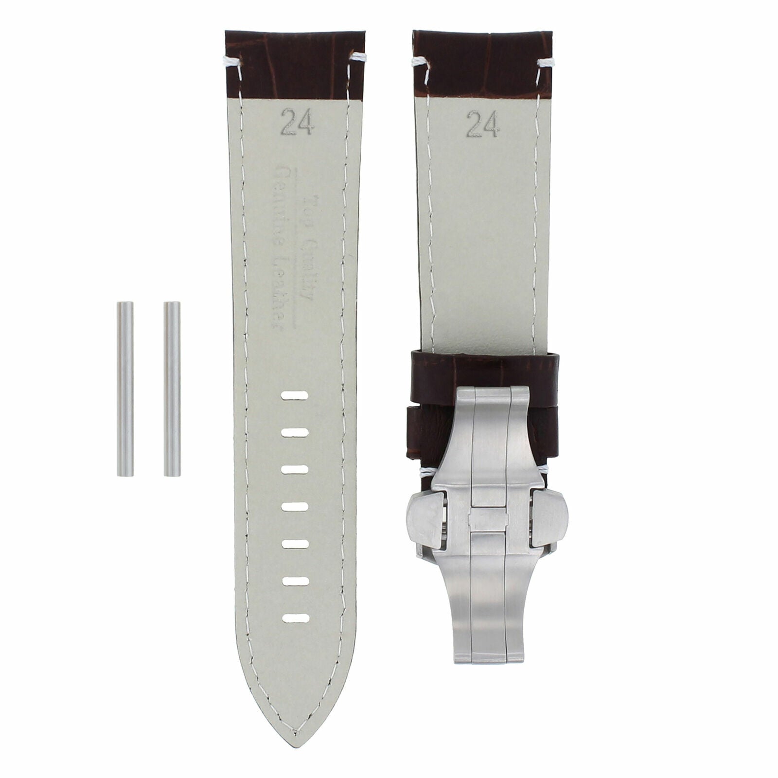 24MM PAM LEATHER WATCH STRAP BAND DEPLOYMENT CLASP FOR PANERAI 104 BROWN WS